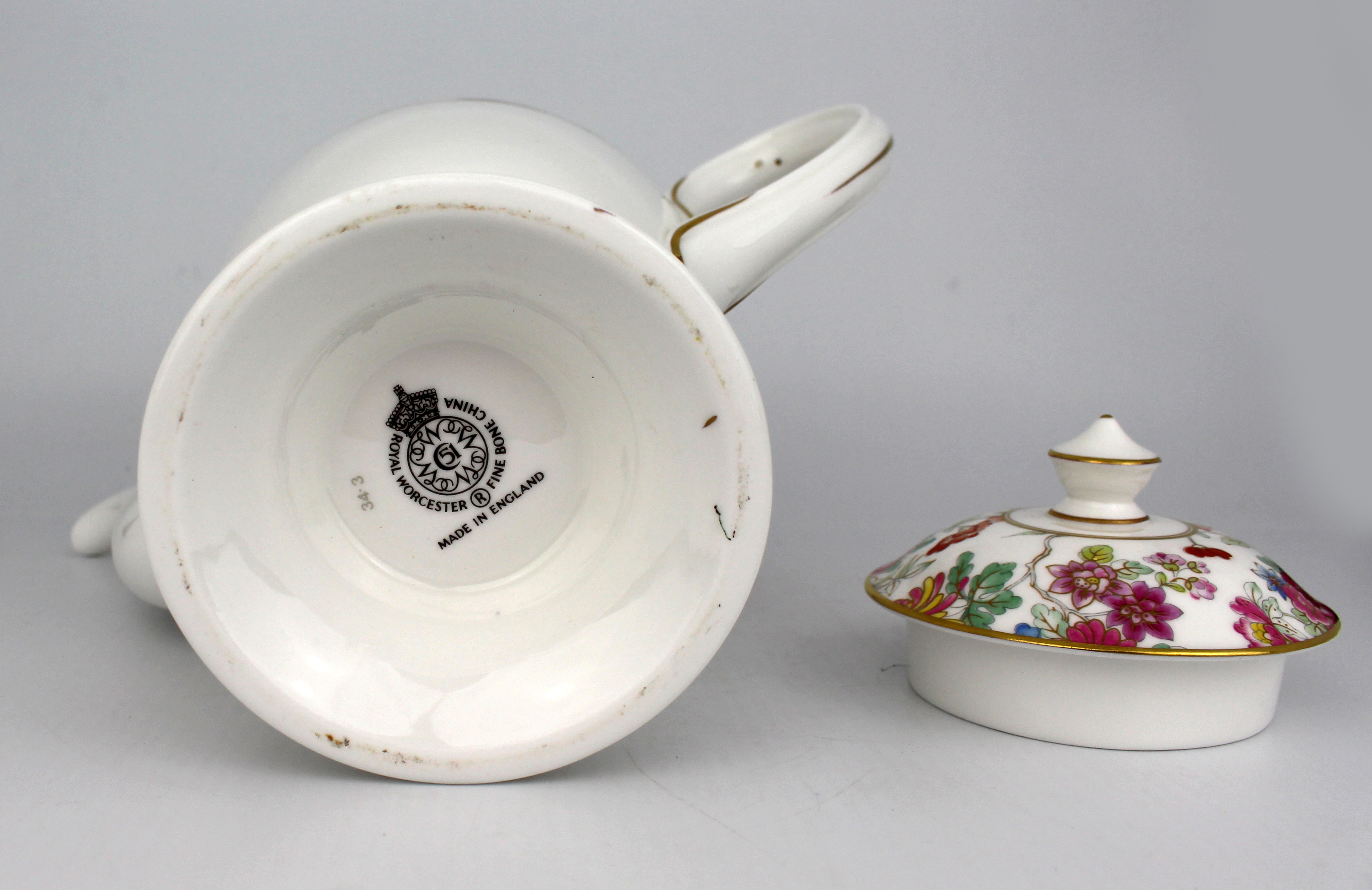 Royal Worcester Coffee Pot Chinese Garden Pattern