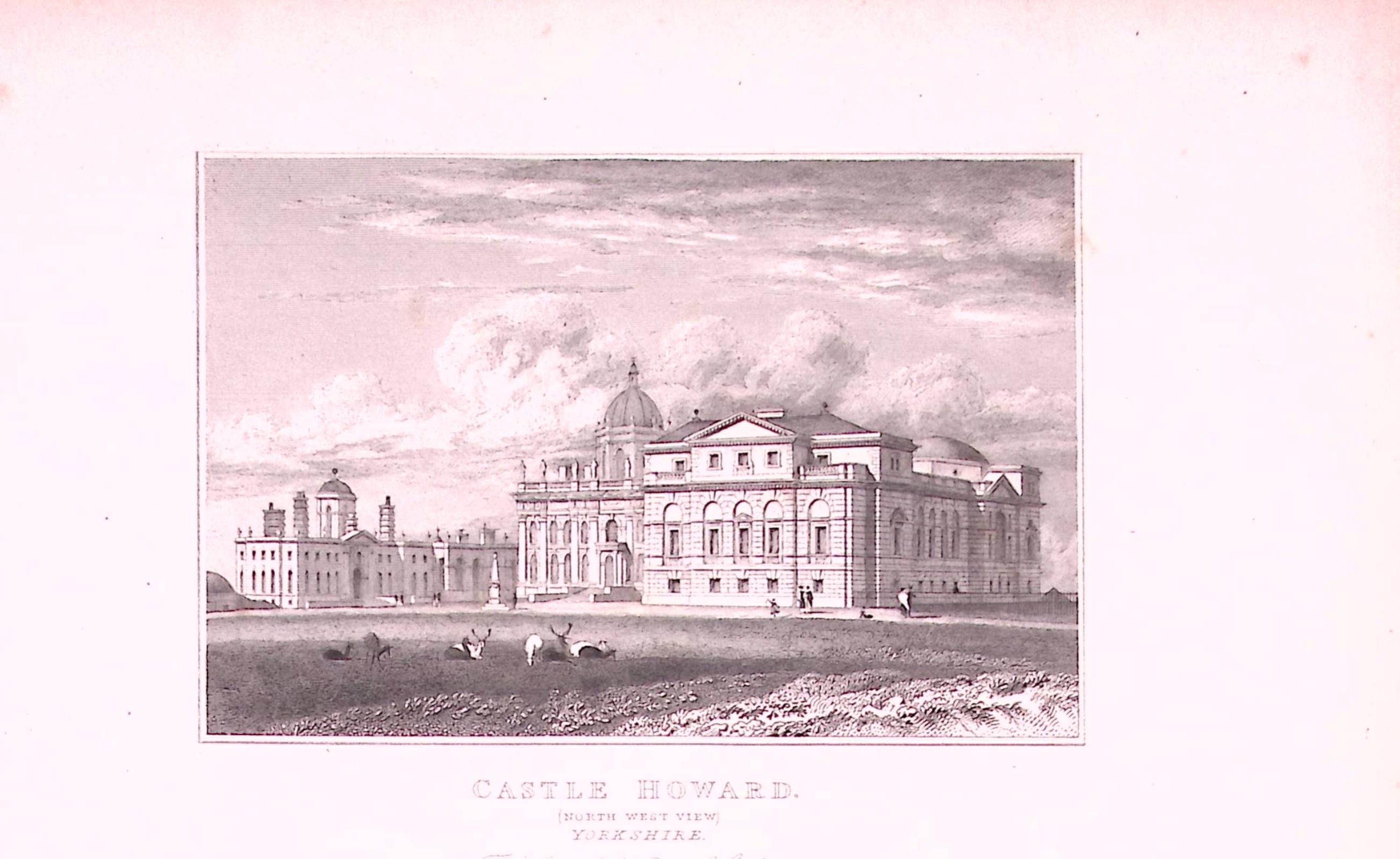 Castle Howard Stately Home Yorkshire Antique 197 Years-Old Engraving-10