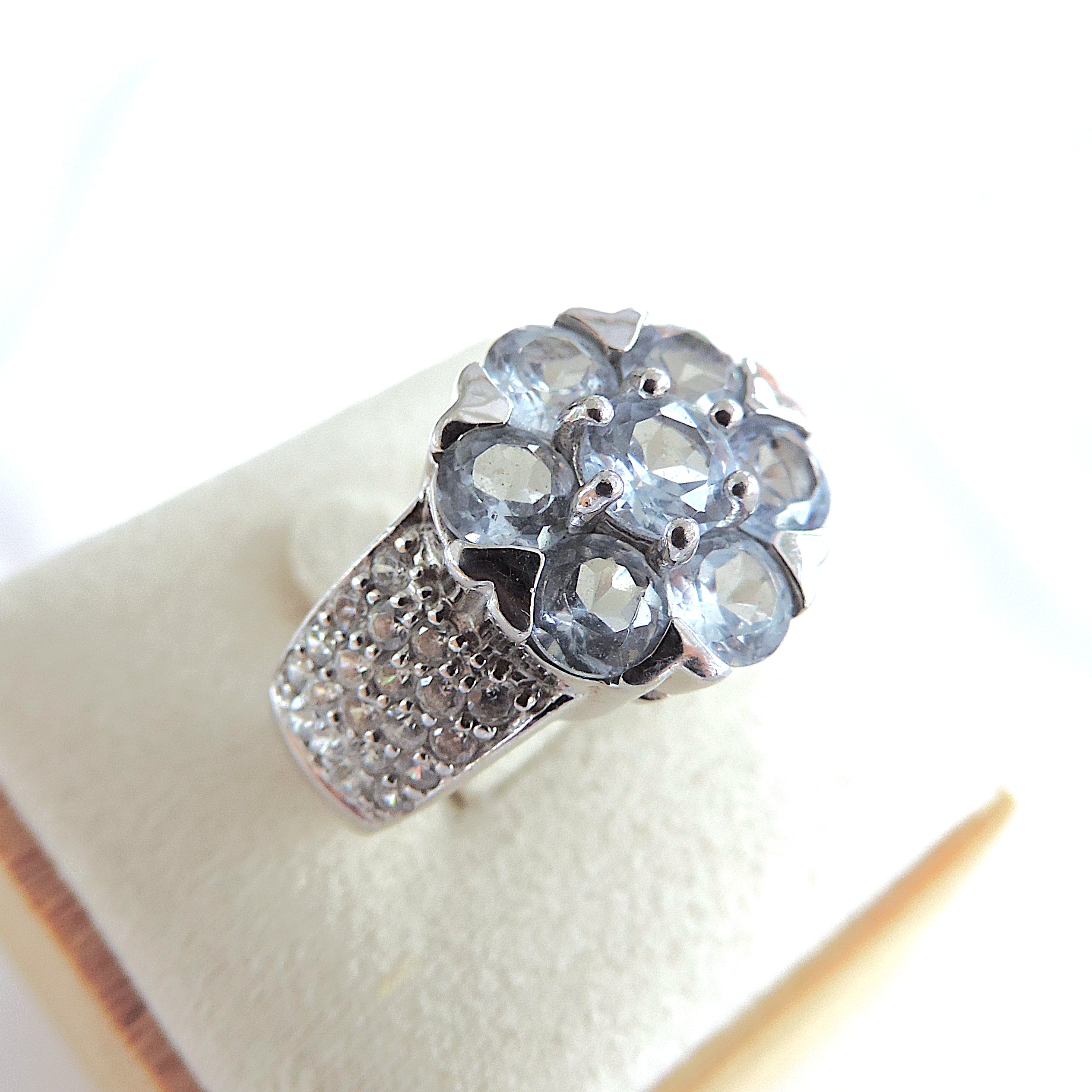925 Sterling Silver Aquamarine Gemstone Ring 'NEW'