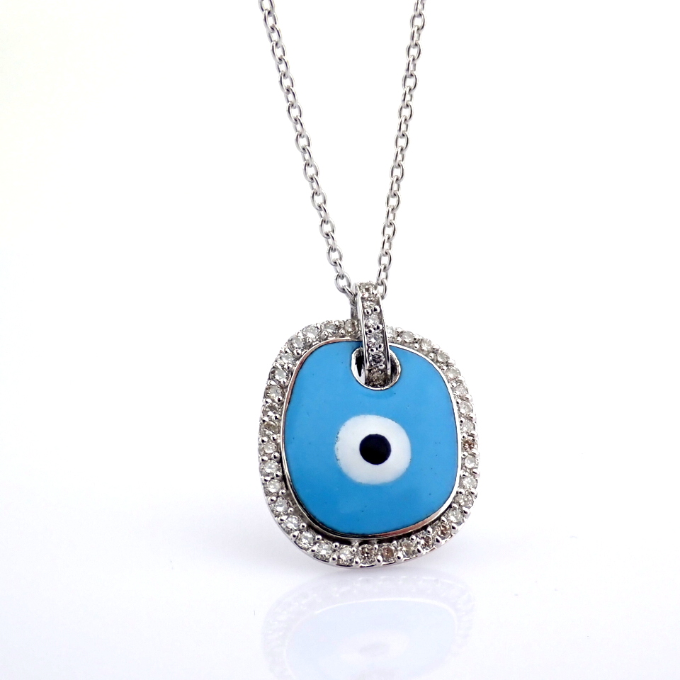 Natural Diamond 18K White Gold Necklace