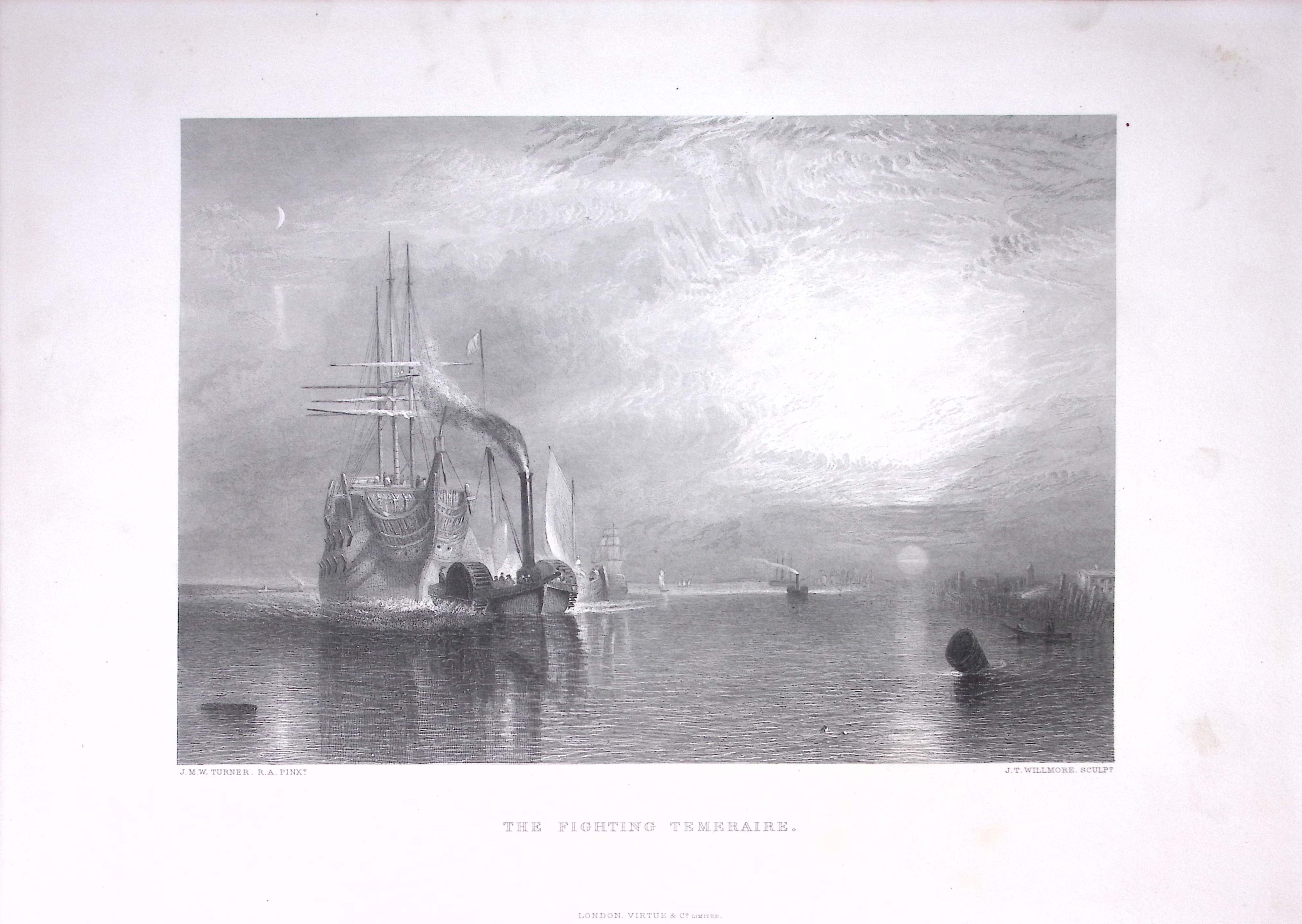 J.M.W Turner The Fighting Ship Temeraire Antique Steel Engraving-14-TR