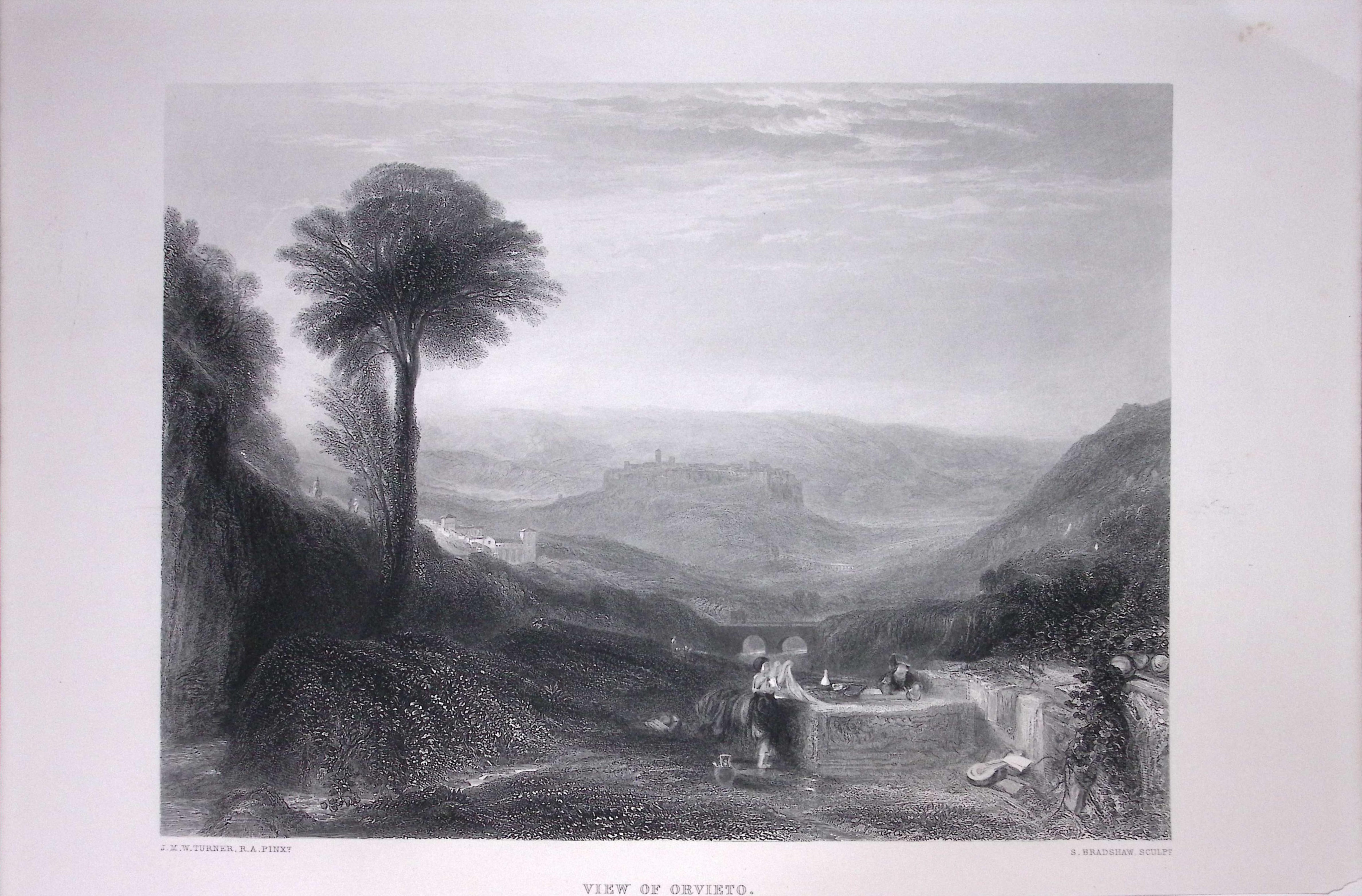 J.M.W Turner View of Orvieto Italy Antique Steel Engraving-32-TR