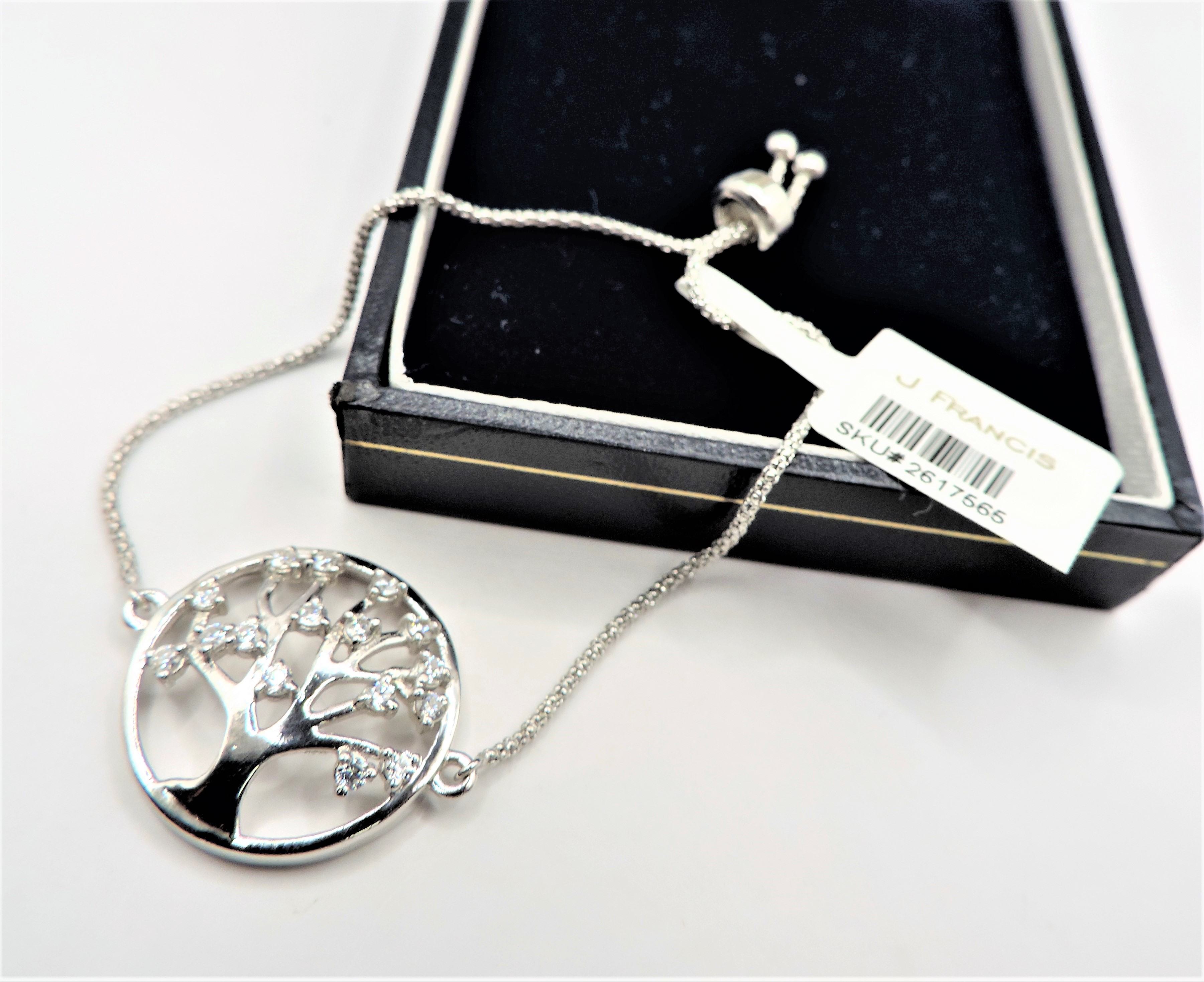 Sterling Silver Swarovski Zirconia Tree of Life  Bracelet New with Gift Pouch