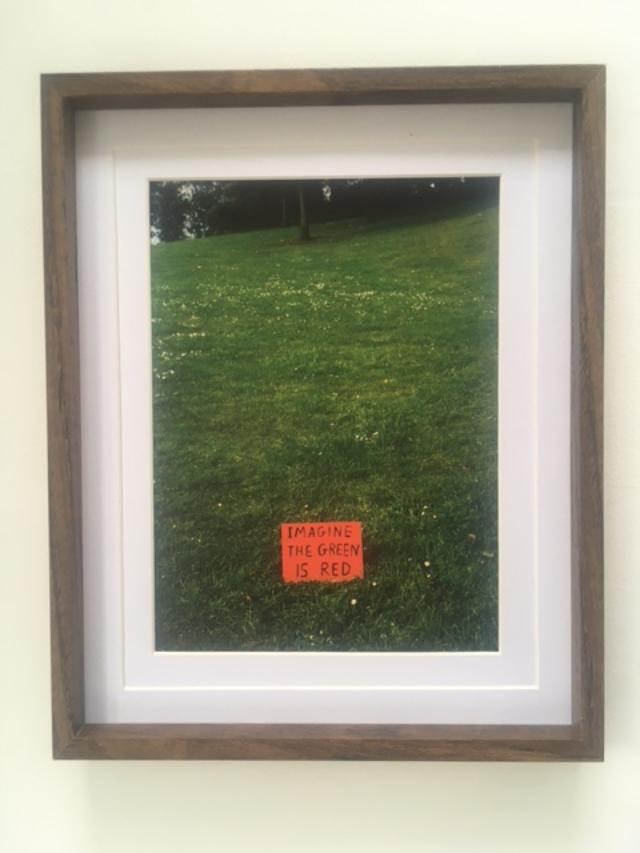 David Shrigley (b1968) Rare Art Exhibition Card, ‘Imagine The Green Is Red’, 27 x 22 cms, 2003
