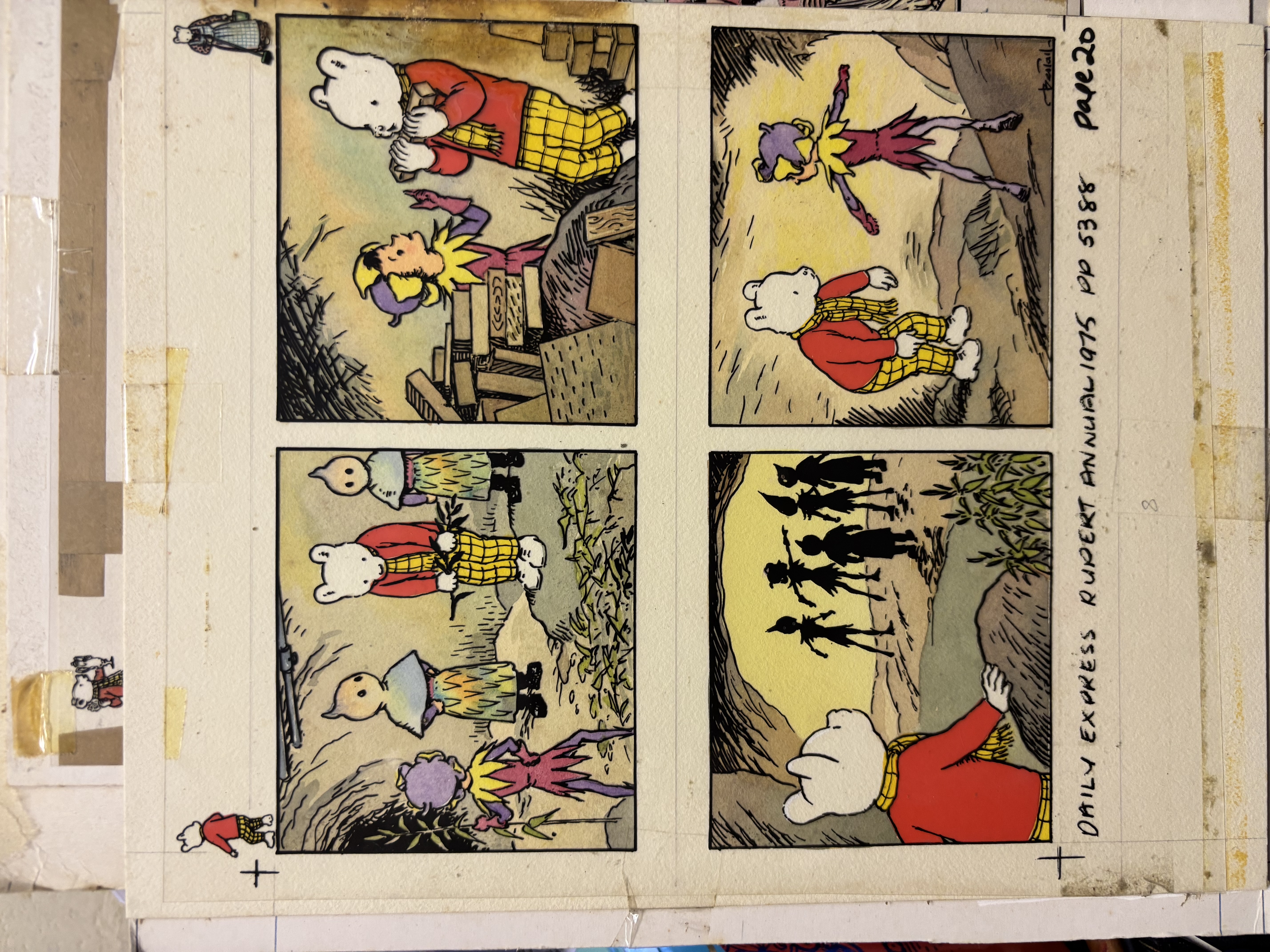 Original Alfred Bestall Rupert Artwork For Rupert Bear Annual 1975 P20 Signed Free Post UK