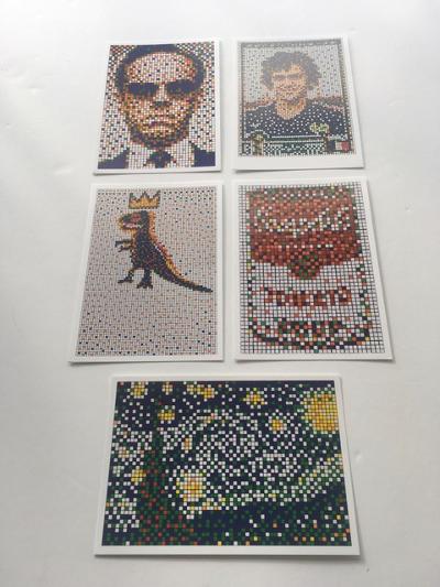 Invader (France b. 1969-) "Rubikcubist" Invader Postcard Kit & RUBIK'S X INVADER CUBE, Sold Out Exi