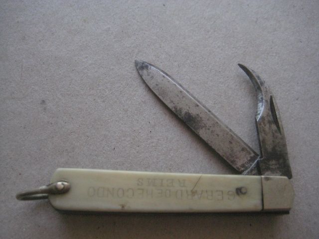 Antique French Bone Hafted Twin Bladed Penknife, c1900