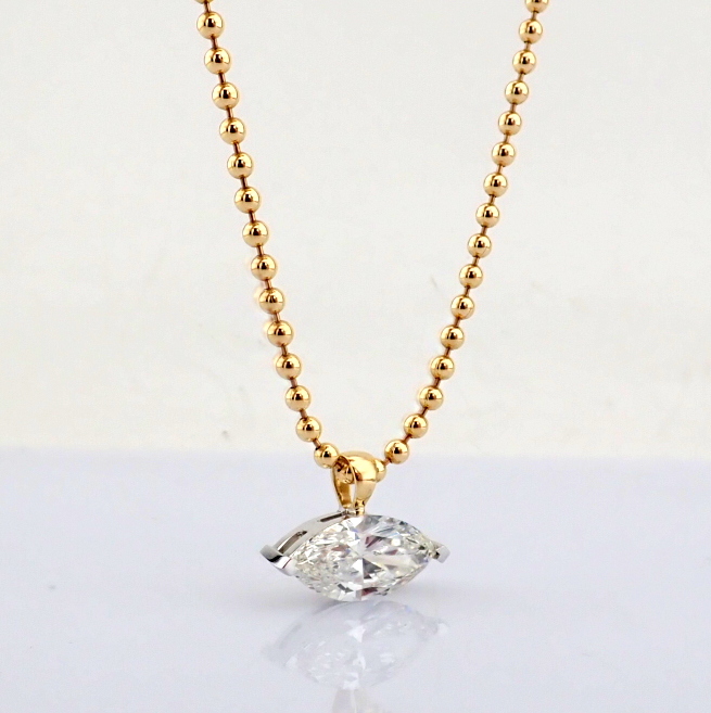 Marquise Cut Lab-Grown Diamond Necklace - 3.91 Total Carat (IGI Certified)