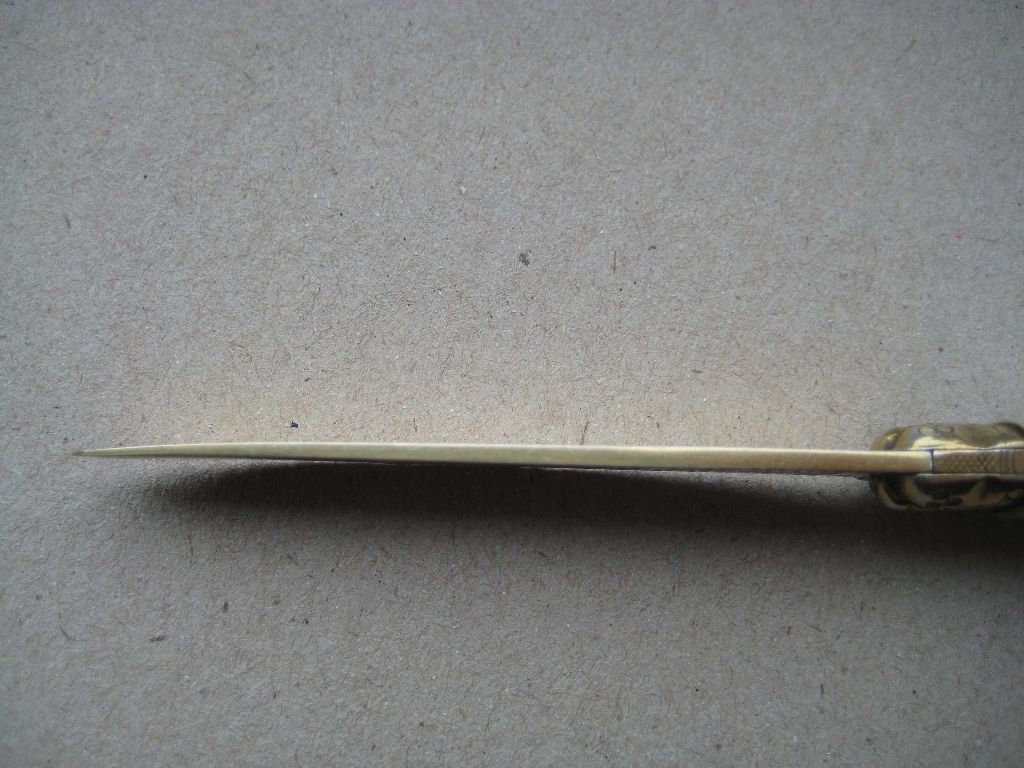 Rare Victorian Mother of Pearl Hafted Silver-Gilt Bladed Folding Fruit Knife, Sheffield 1874