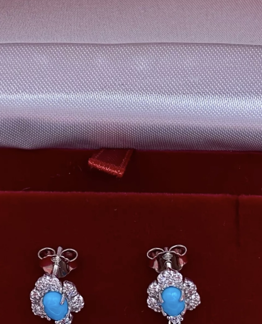 Turquoise & Diamond Drop Earrings