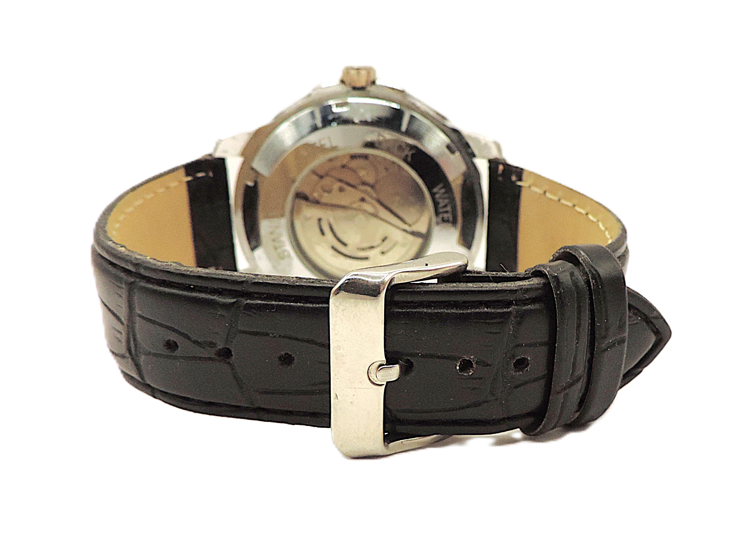 'New' Winner Automatic 45mm Stainless Steel Leather Strap Watch