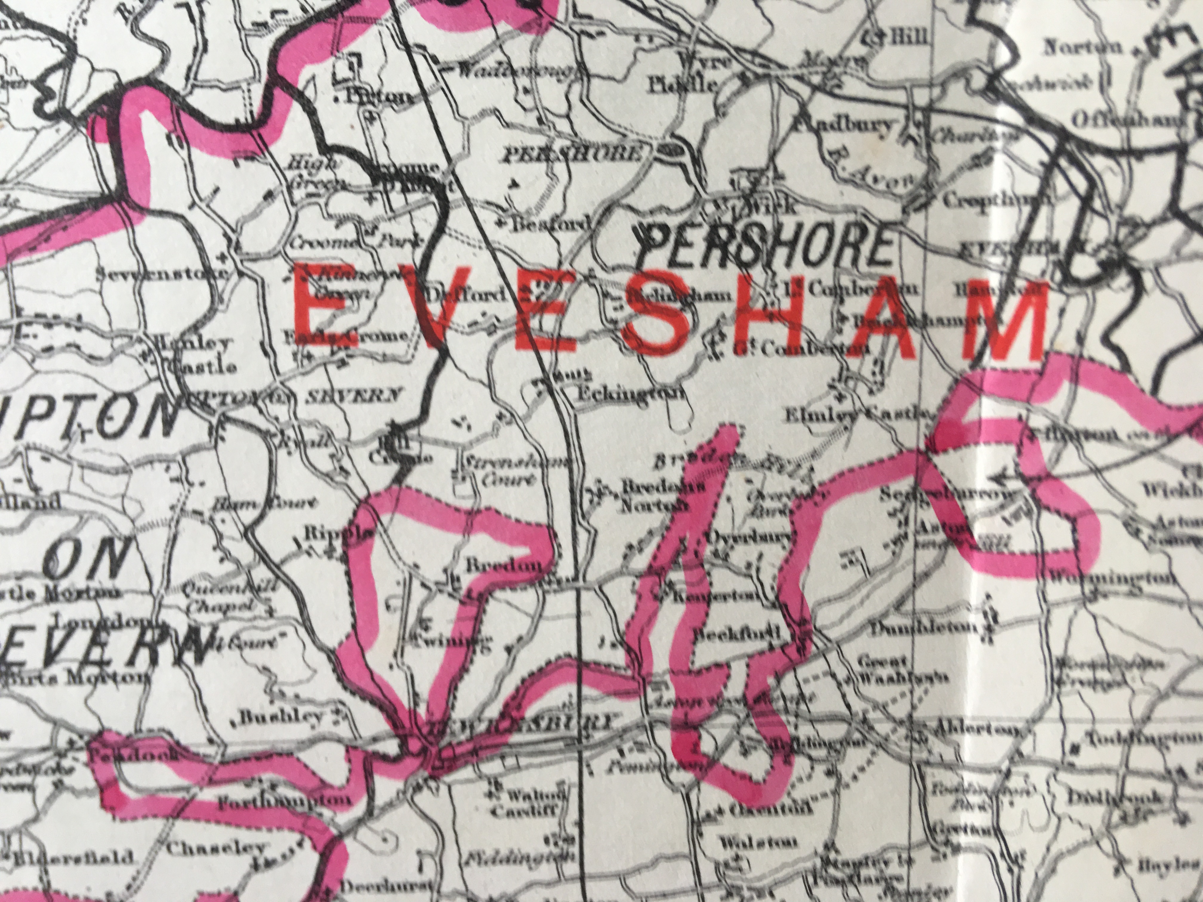 Antique 139 Years-Old Scarce Map Worcestershire 1885 Boundary Changes.