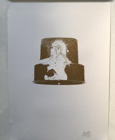 Nick Walker (B 1969-) Gold Nozzle 2007, Screenprint In Gold With Early Apish Angel Blind Stamp