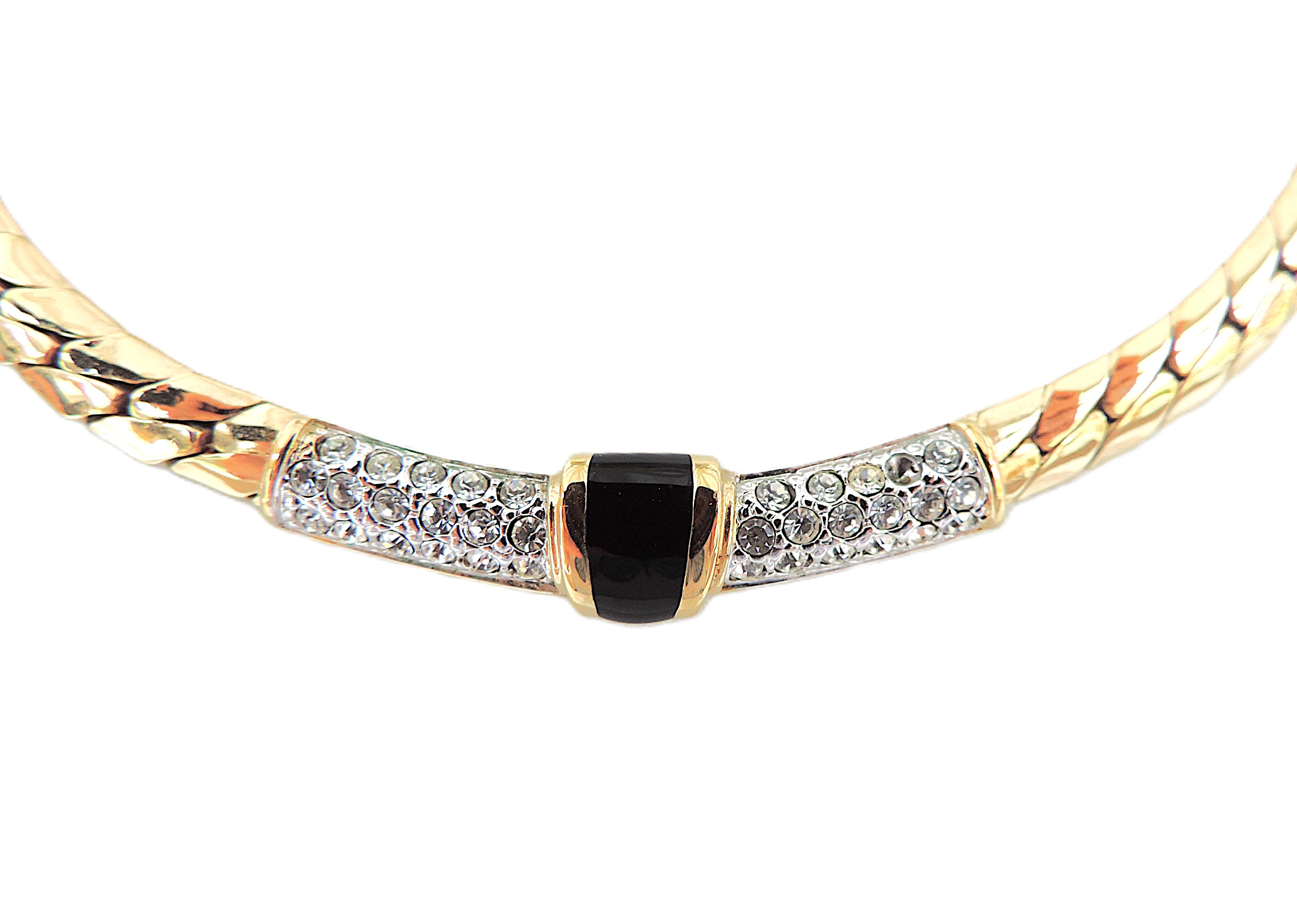 Vintage Gold Plated Dior Style Collar Necklace c.1980's