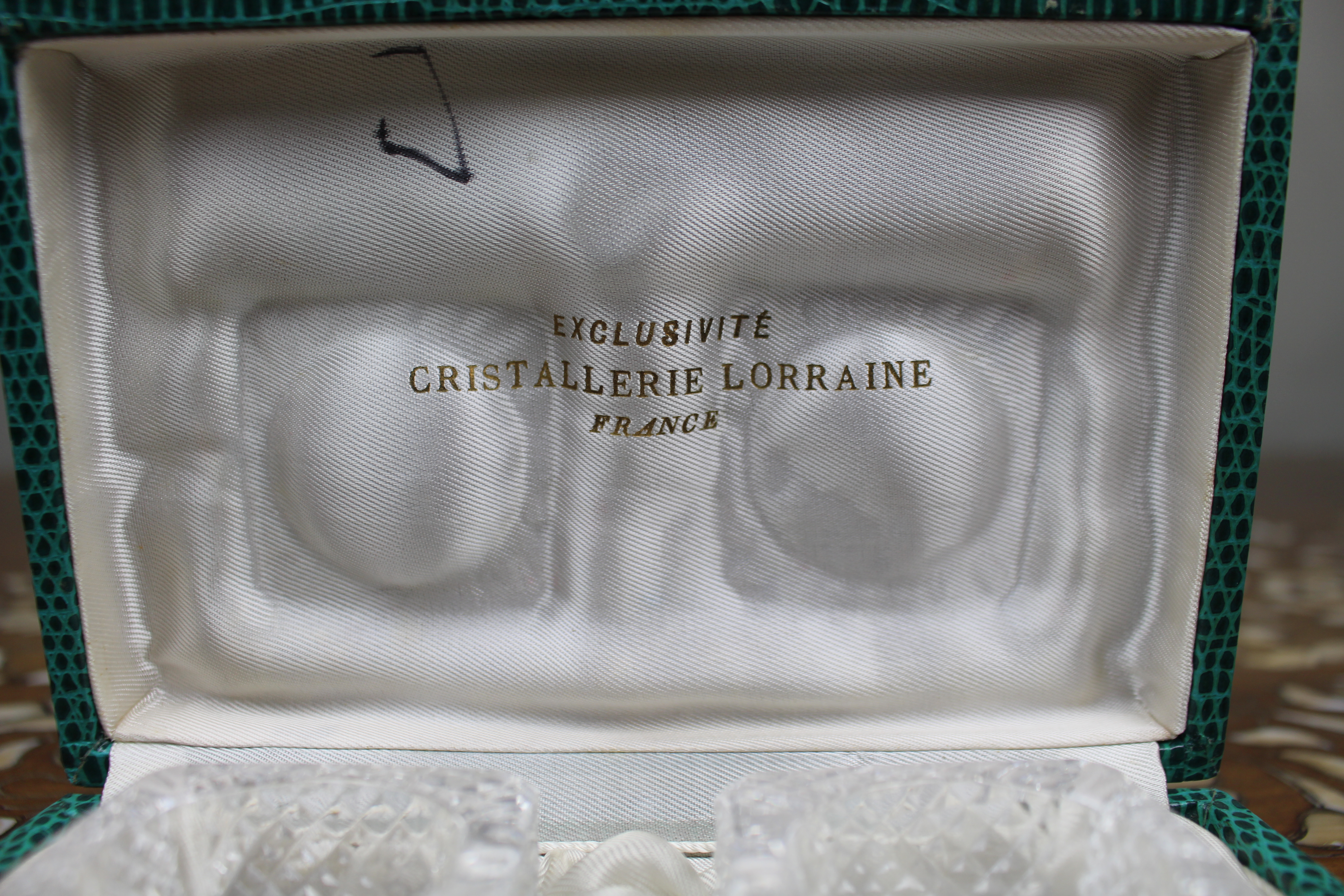 Cased Vintage French Cut Crystal Open Salts by Cristallerie Lorraine