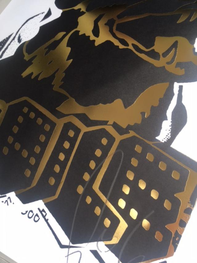 Faile (b 1975 & 76) Alsatian ‘Black/Gold’ Embossed Screen Print On Paper Signed, Limited Edition 23