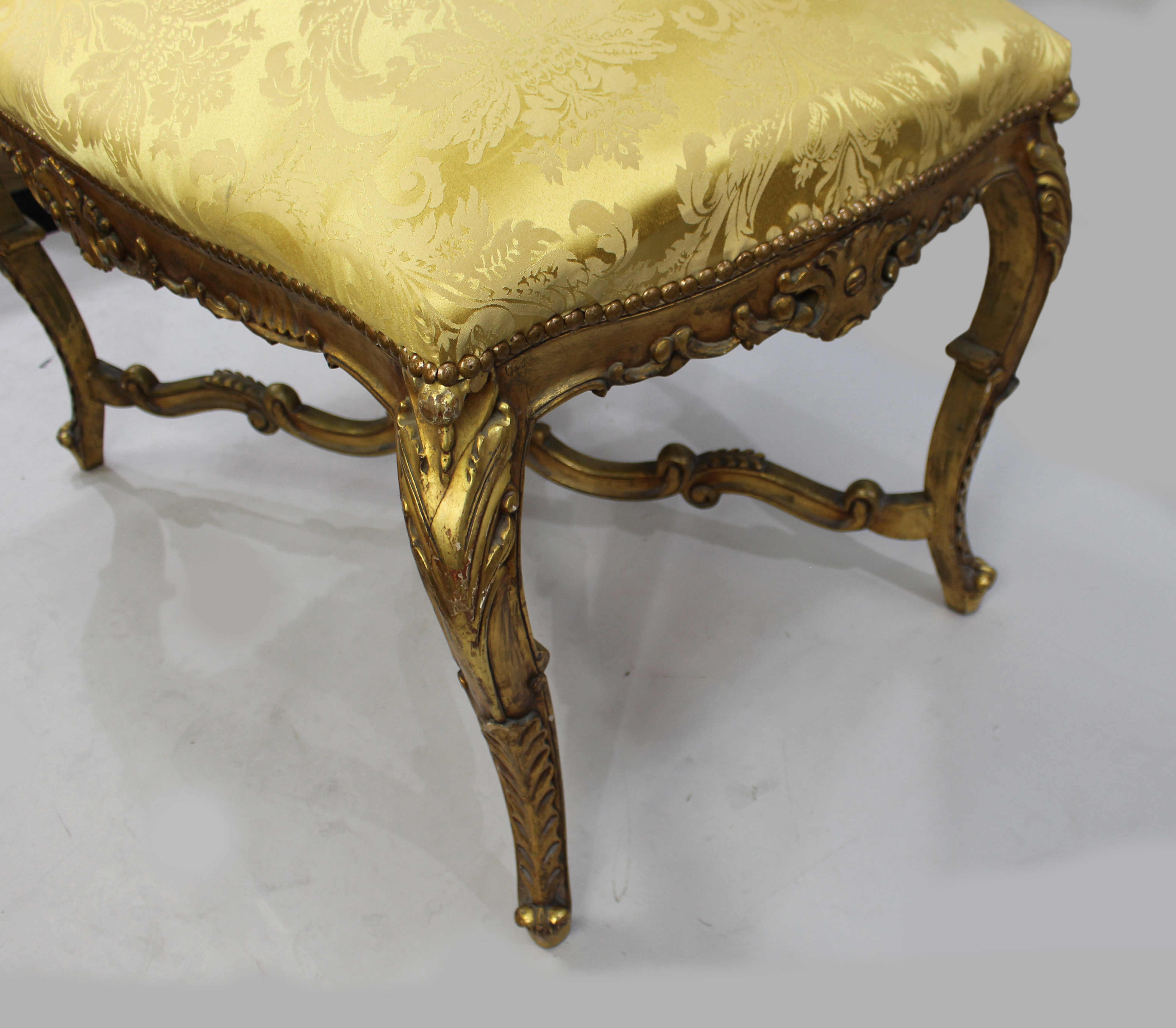 Large Louis XV Style Giltwood Upholstered Banquette