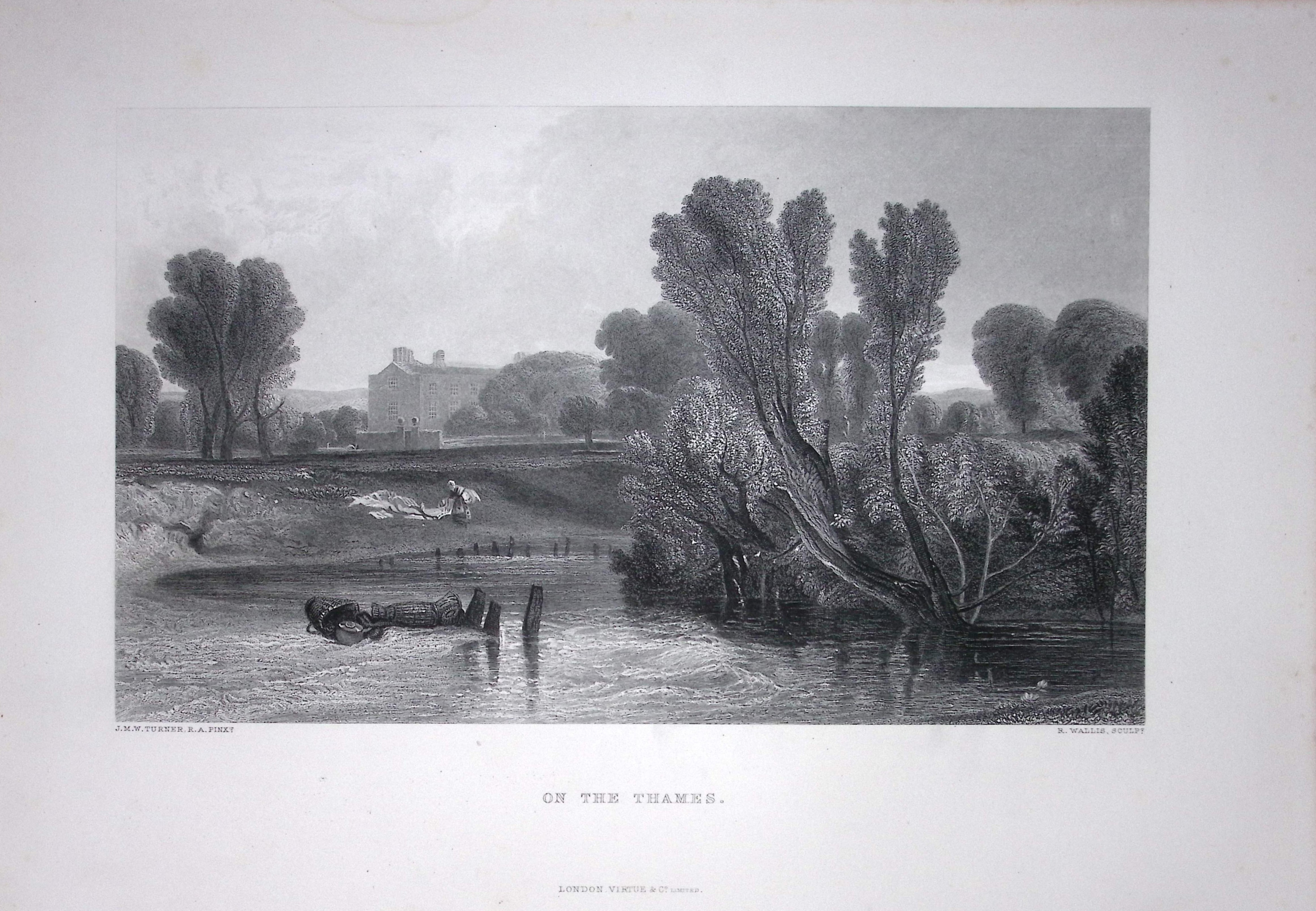 J.M.W Turner On The Thames (Lady Place, Hurley Antique Steel Engraving-69-TR