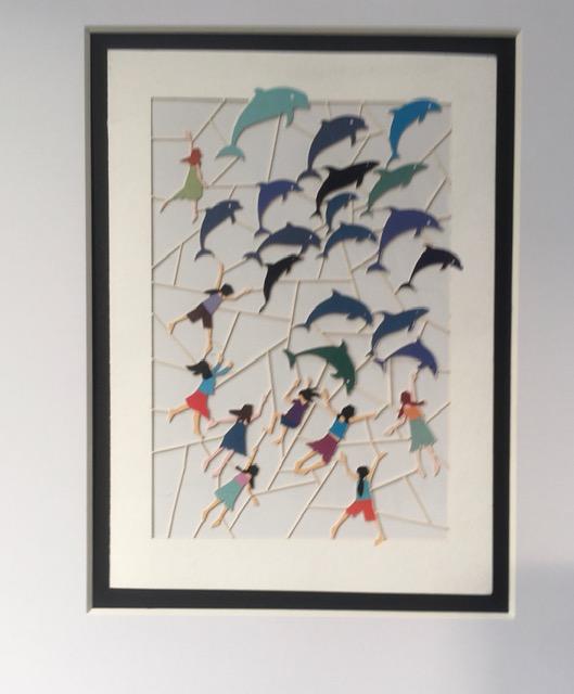 Ge Feng (b1967) ‘Fretwork’ ‘Chasing Dolphins’ Cardboard Cut-Out In Vibrant Colours, 2010