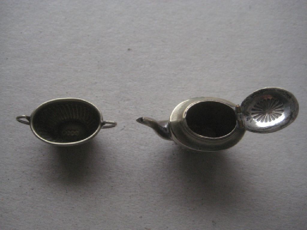 Antique Silver Plated EPNS Miniature Teapot and Sugar Bowl