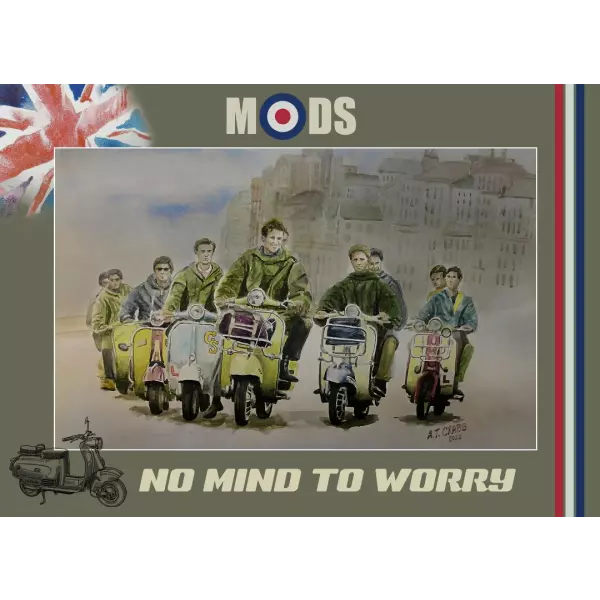 Mods On the Road Vespa's & Lambretta's Nostalgic 1960's Scene Metal Wall Art