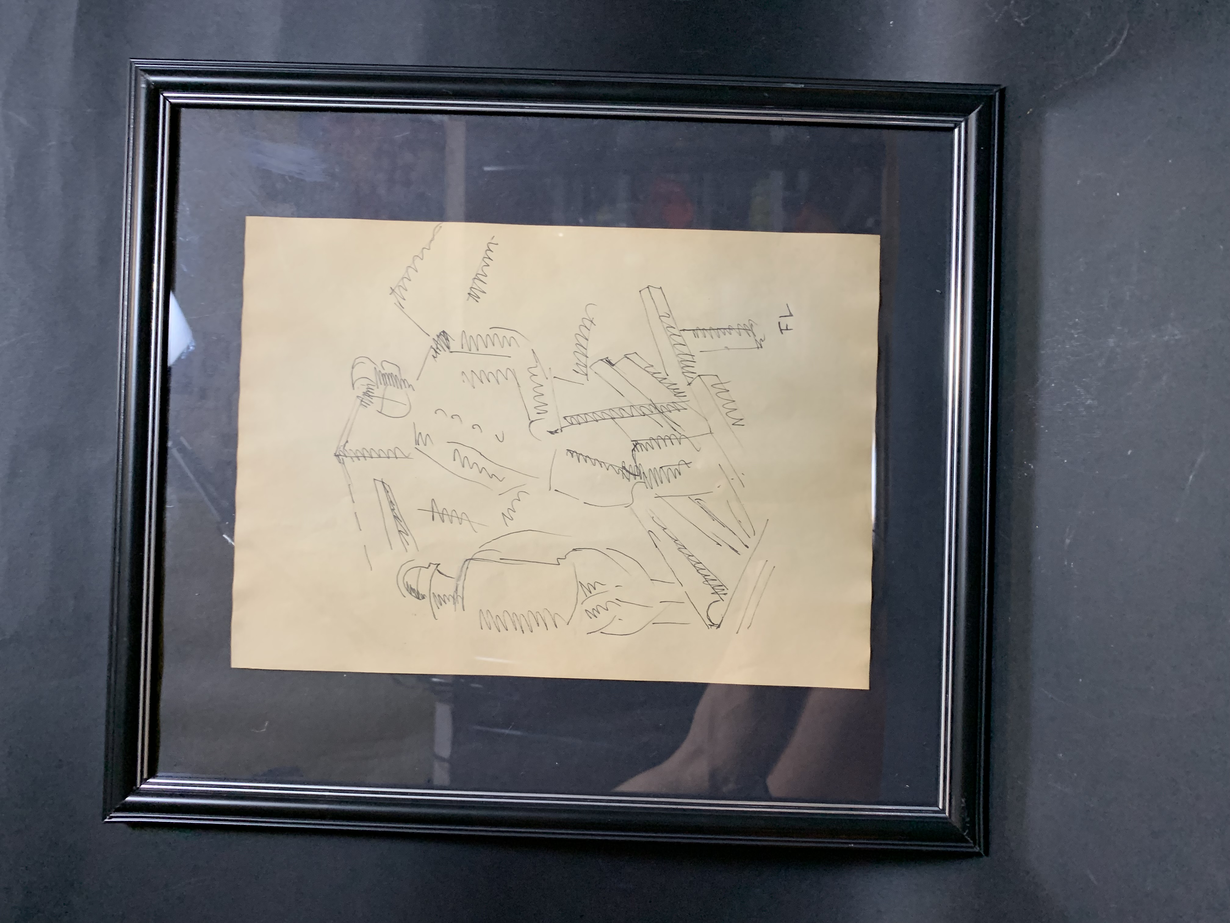 Fernand Leger "Figures" Ink Line Drawing Signed Framed