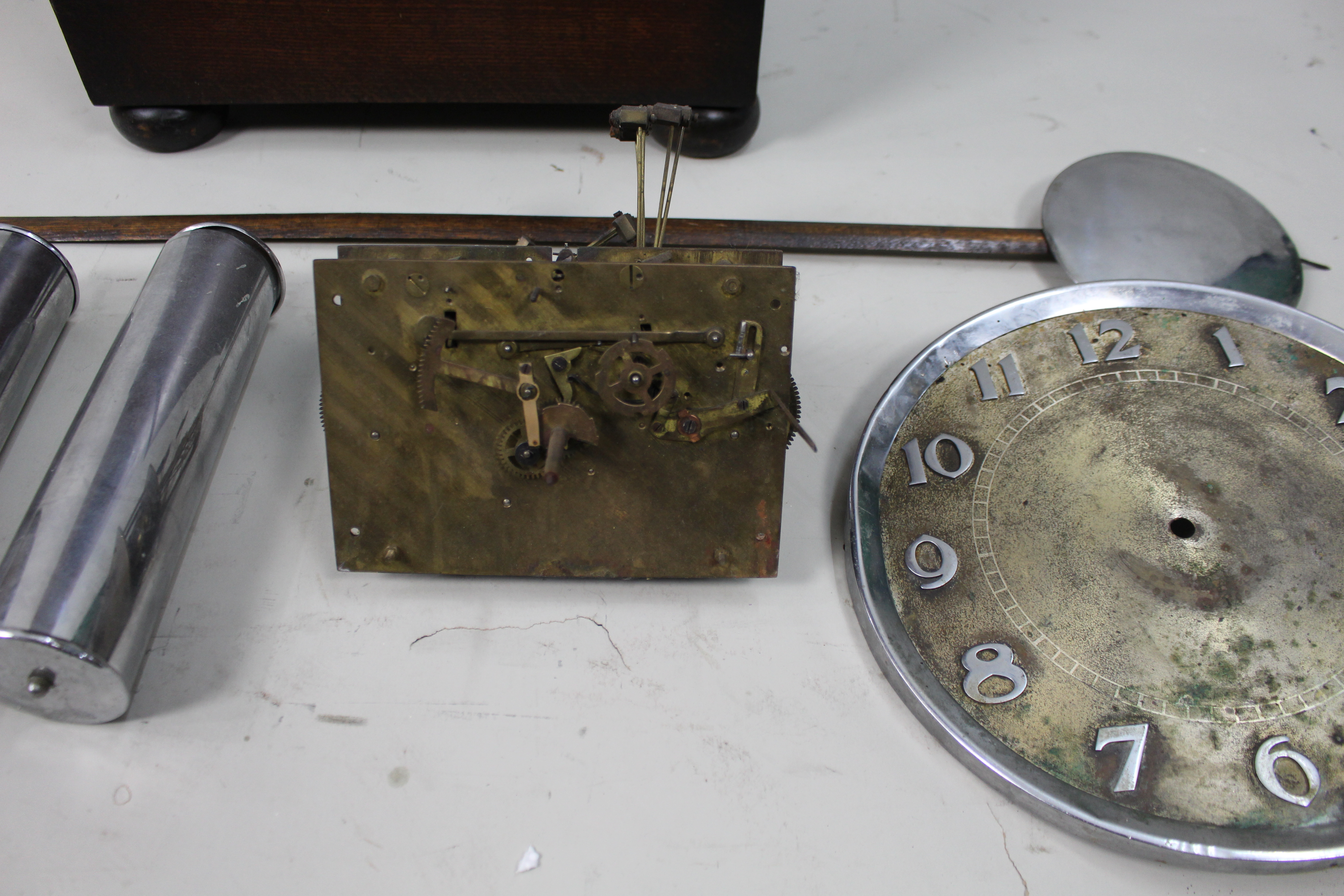 Art Deco Longcase Clock – For Restoration – Chrome Dial & Triple Weight Movement