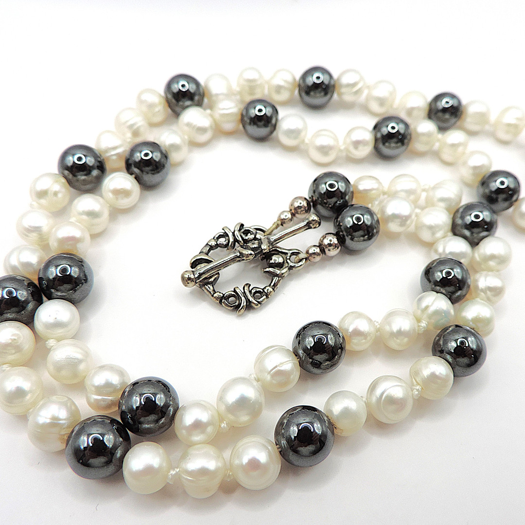 Cultured Pearl Necklace 925 Silver Clasp New With Gift Pouch