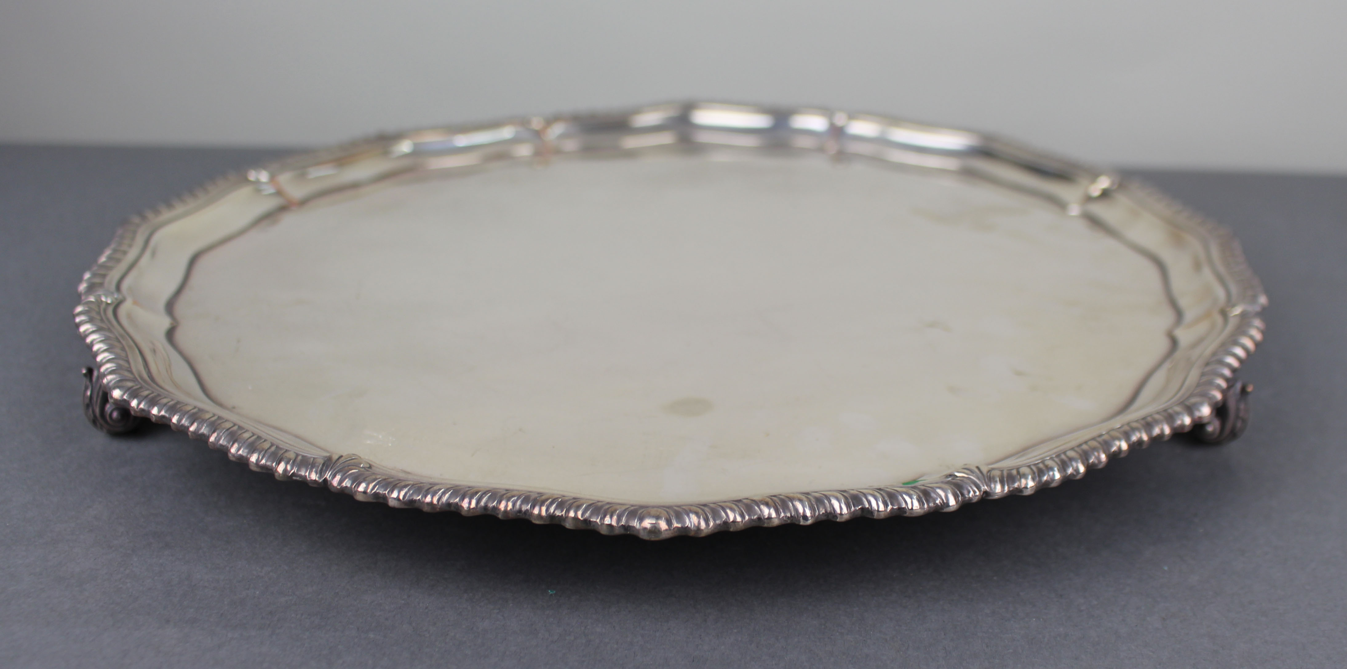 Antique Silver Plated Footed Serving Tray