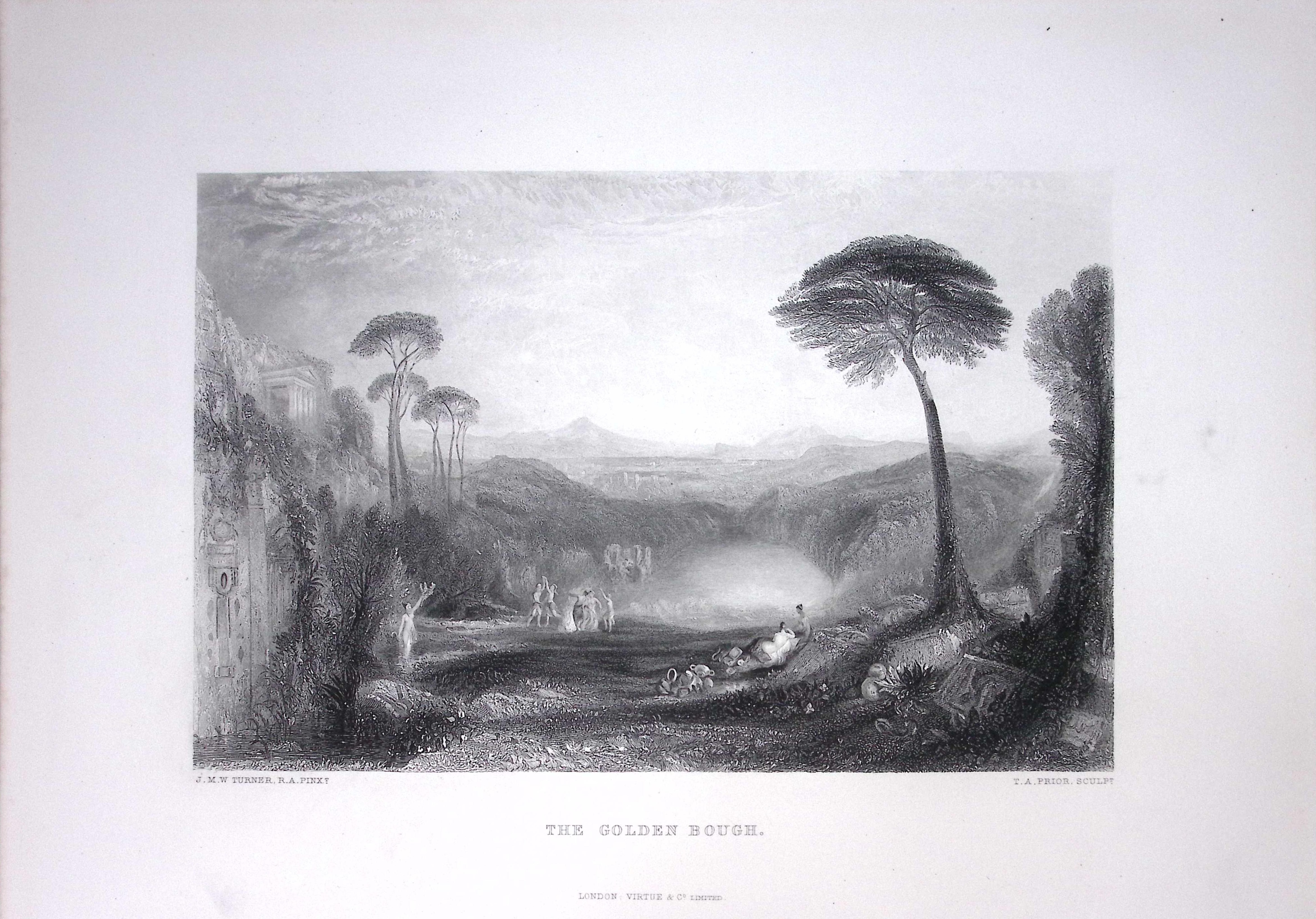 J.M.W Turner The Golden Bough Large Antique Steel Engraving-27-TR