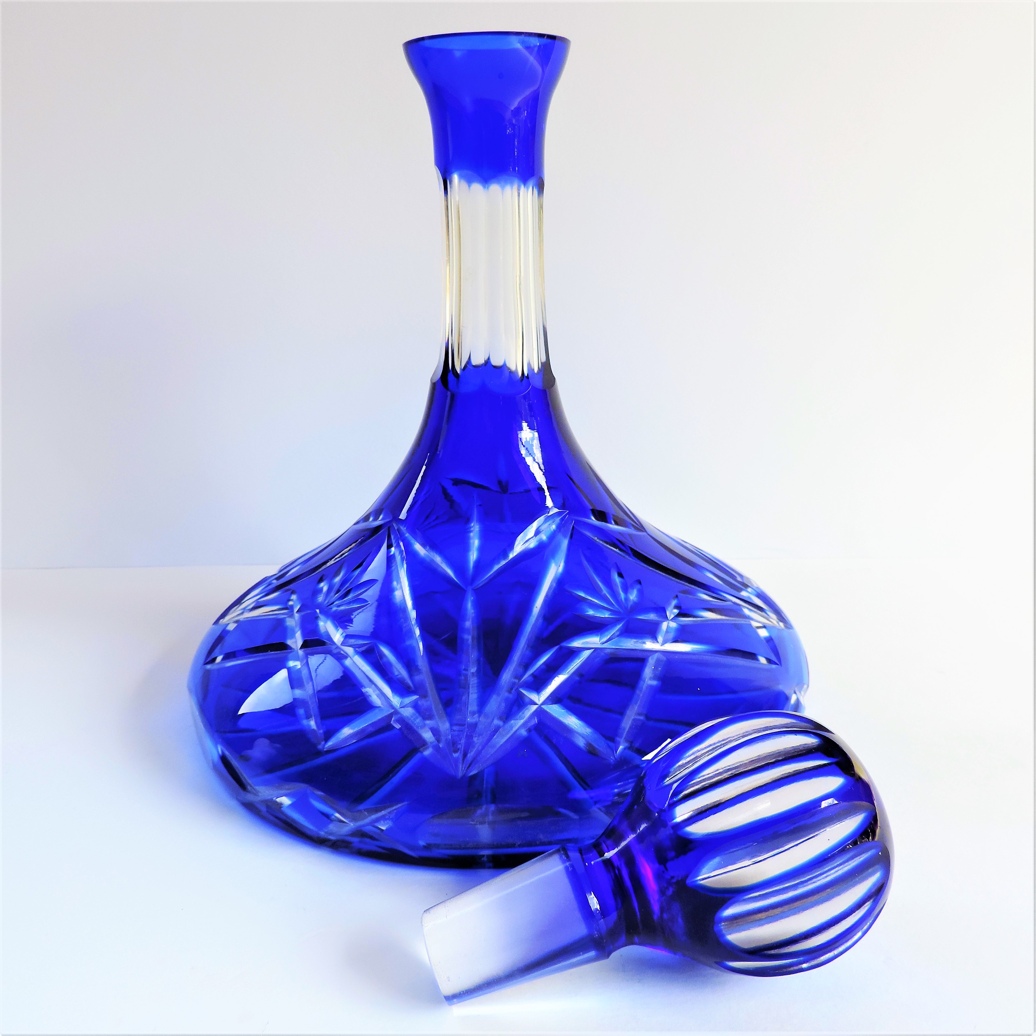 Bohemian Crystal Decanter Cobalt Blue
