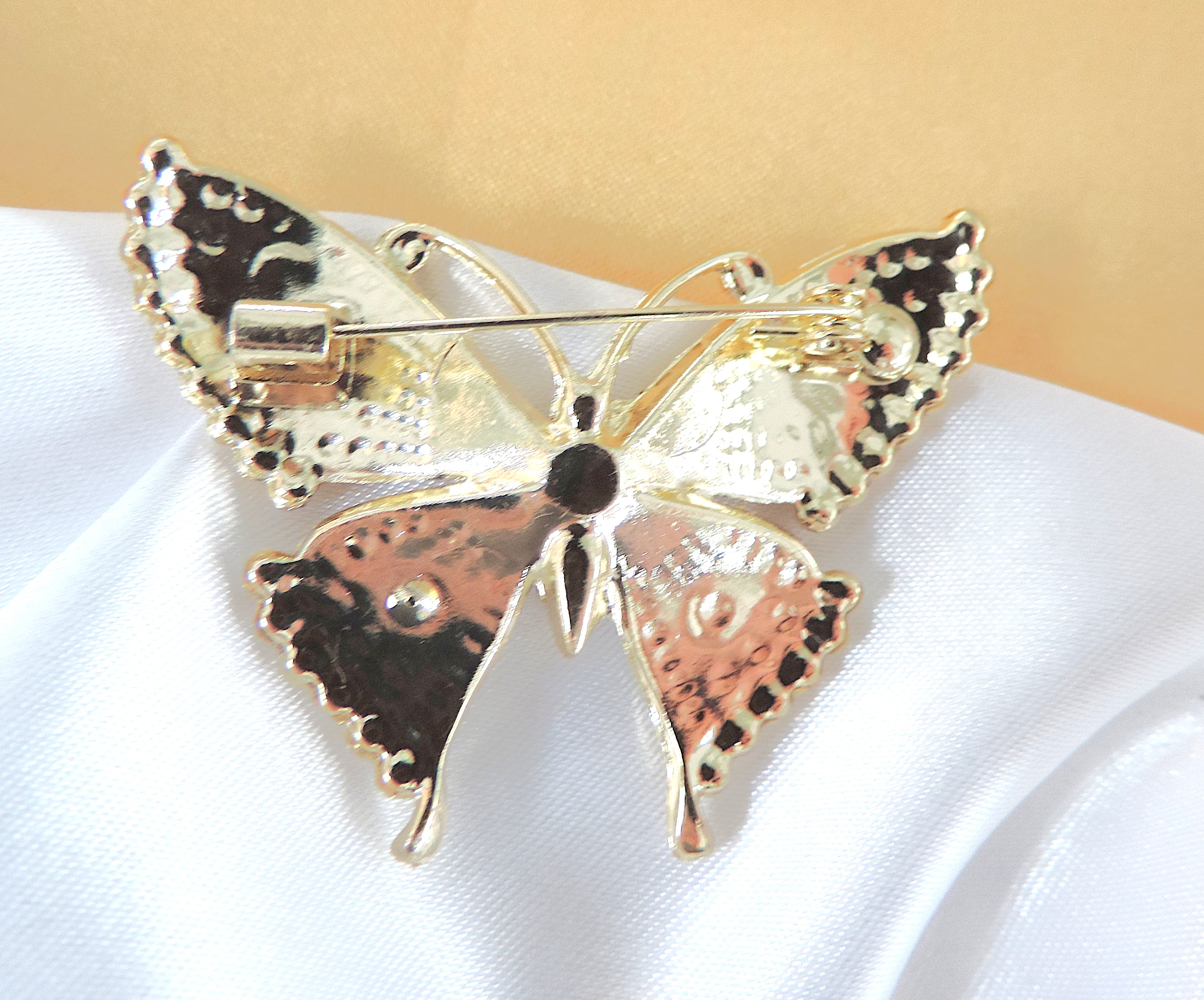 Crystal & Pearl Butterfly Brooch