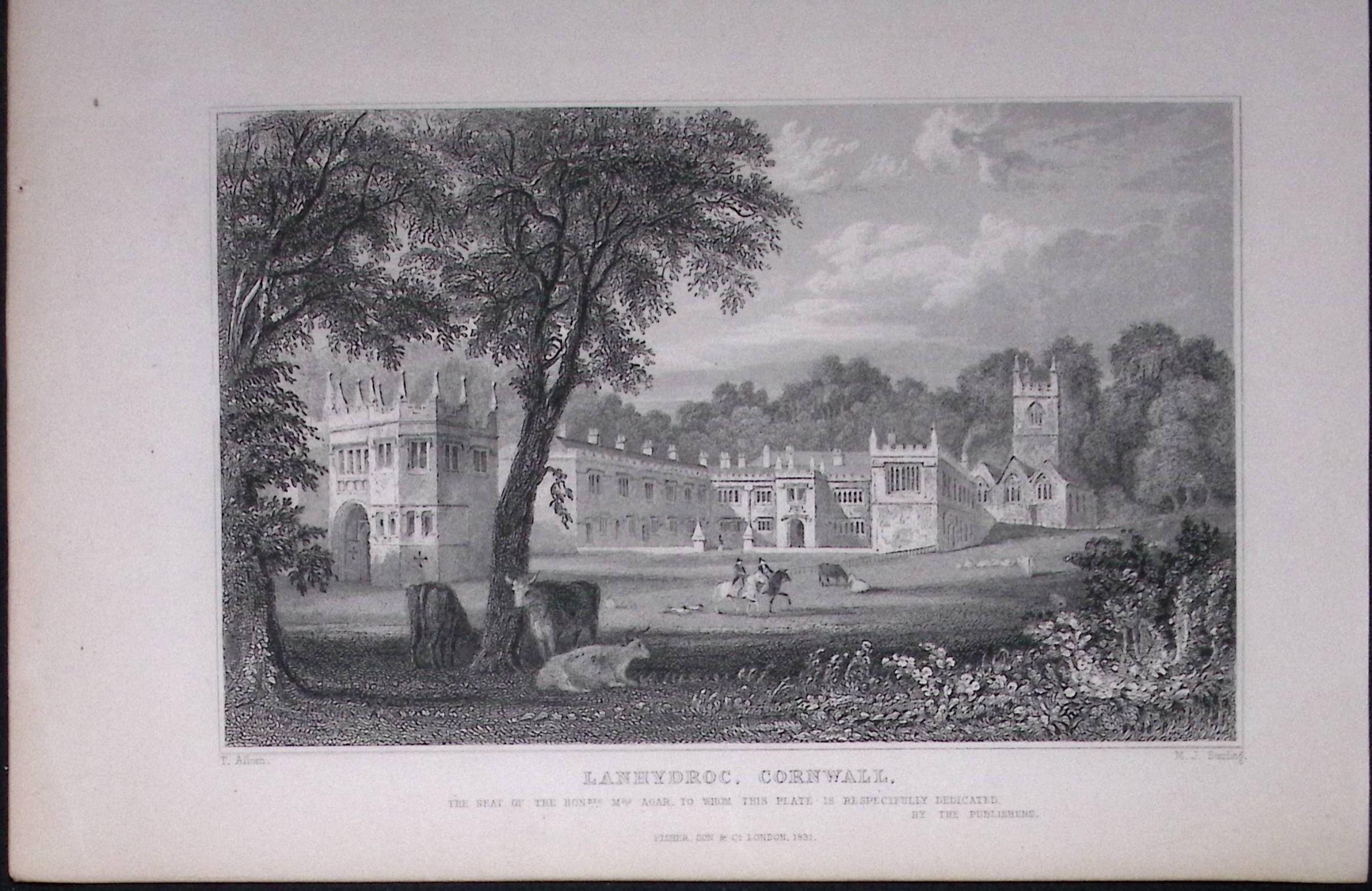 Cornwall Lanhydroc Antique 193 Years-Old Steel-Engraving-4