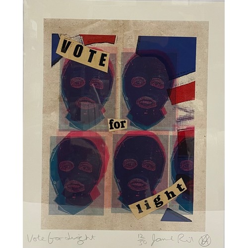 Jamie Reid (1947-2023) 'Vote For Light', Titled, Screenprint, Signed, Editioned, Framed, 1987