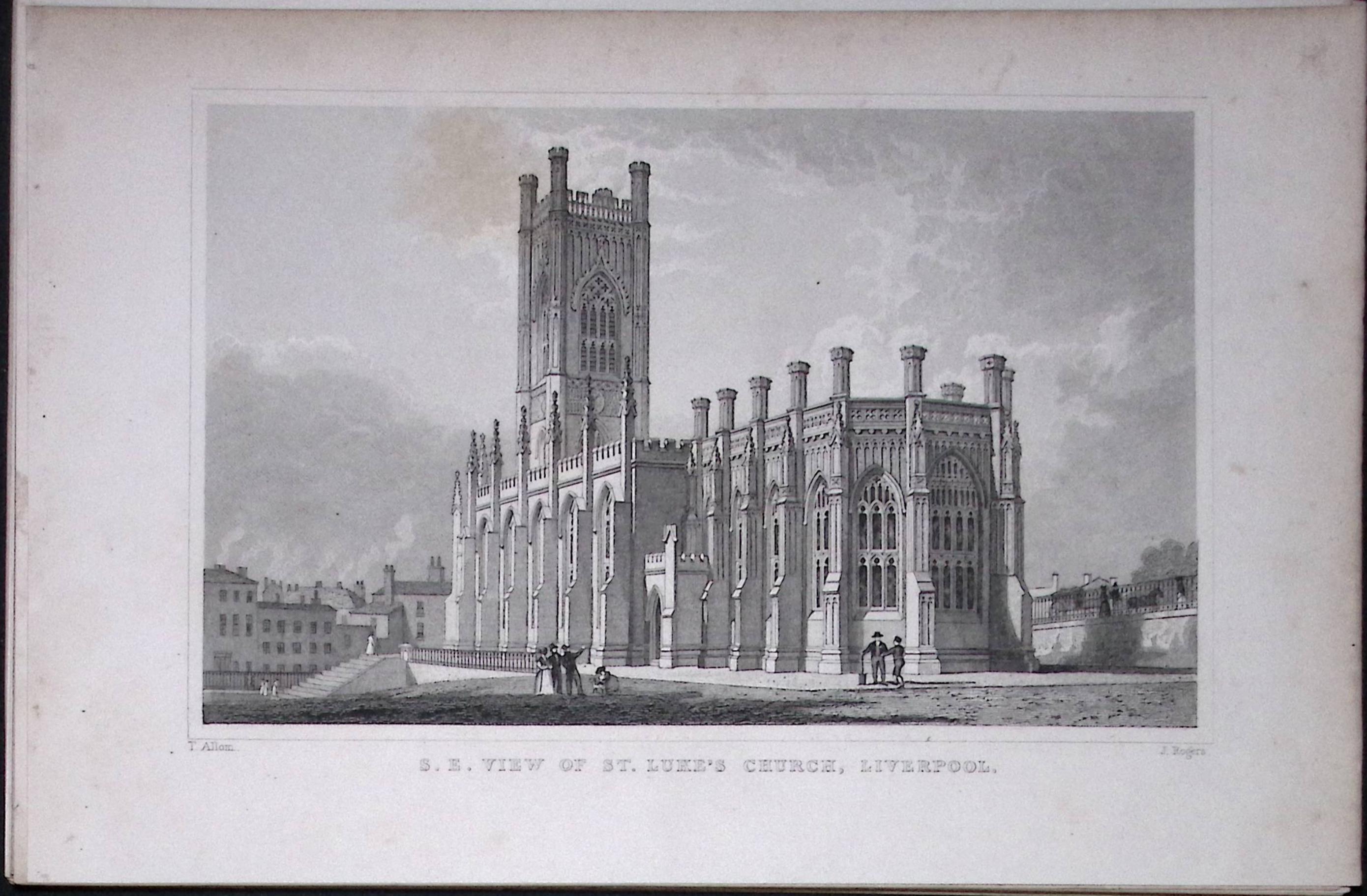 Liverpool St Lukes Church No 2 Antique 195 Years-Old Steel-Engraving-15