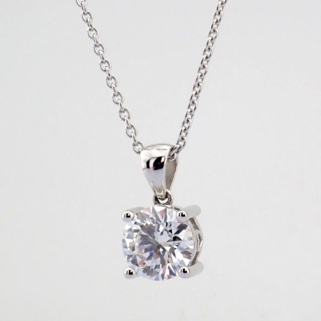 Round Cut Lab-Grown Diamond Necklace - 2.08 Total Carat (IGI Certified)