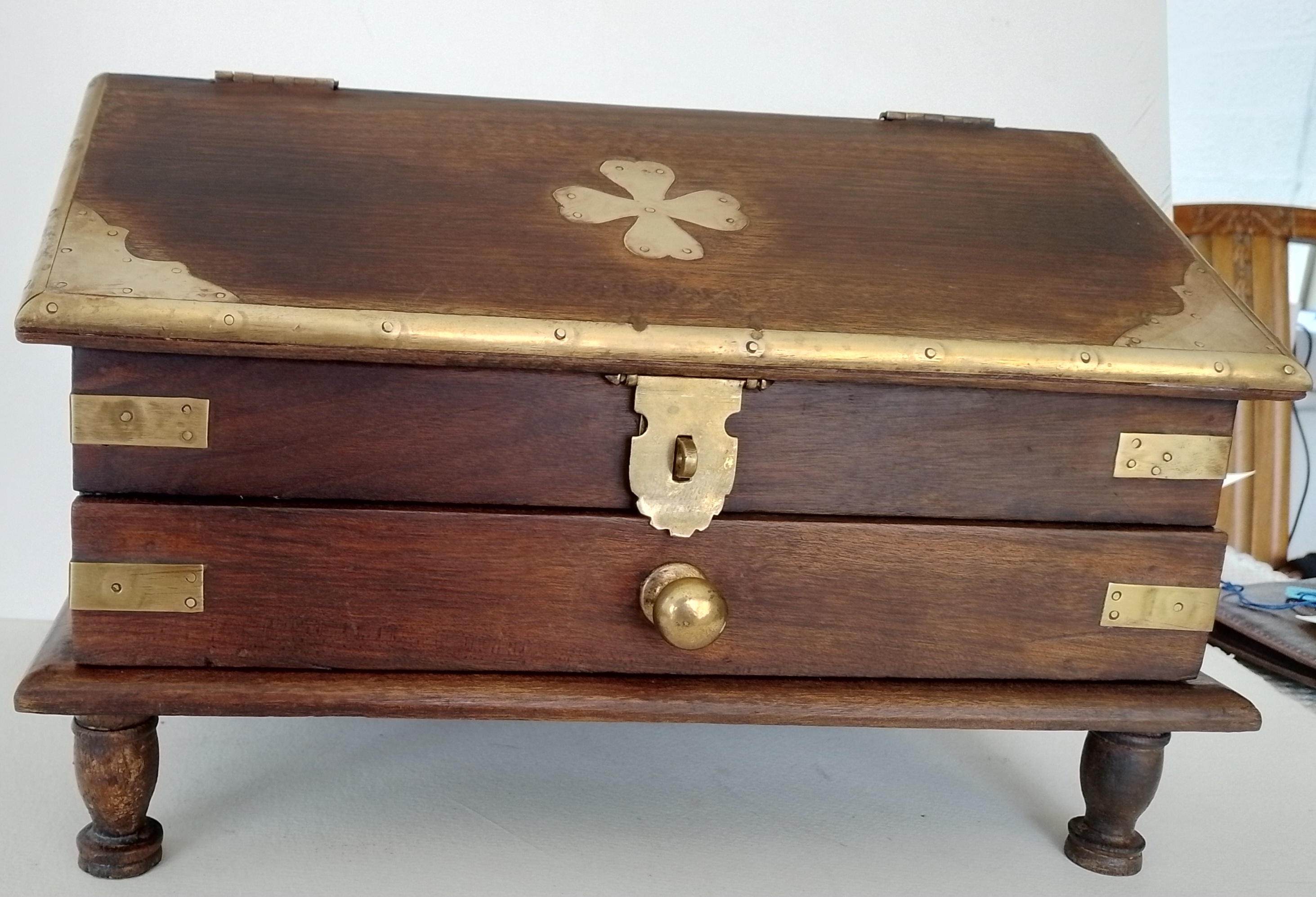 Wood and Brass Desk Tidier