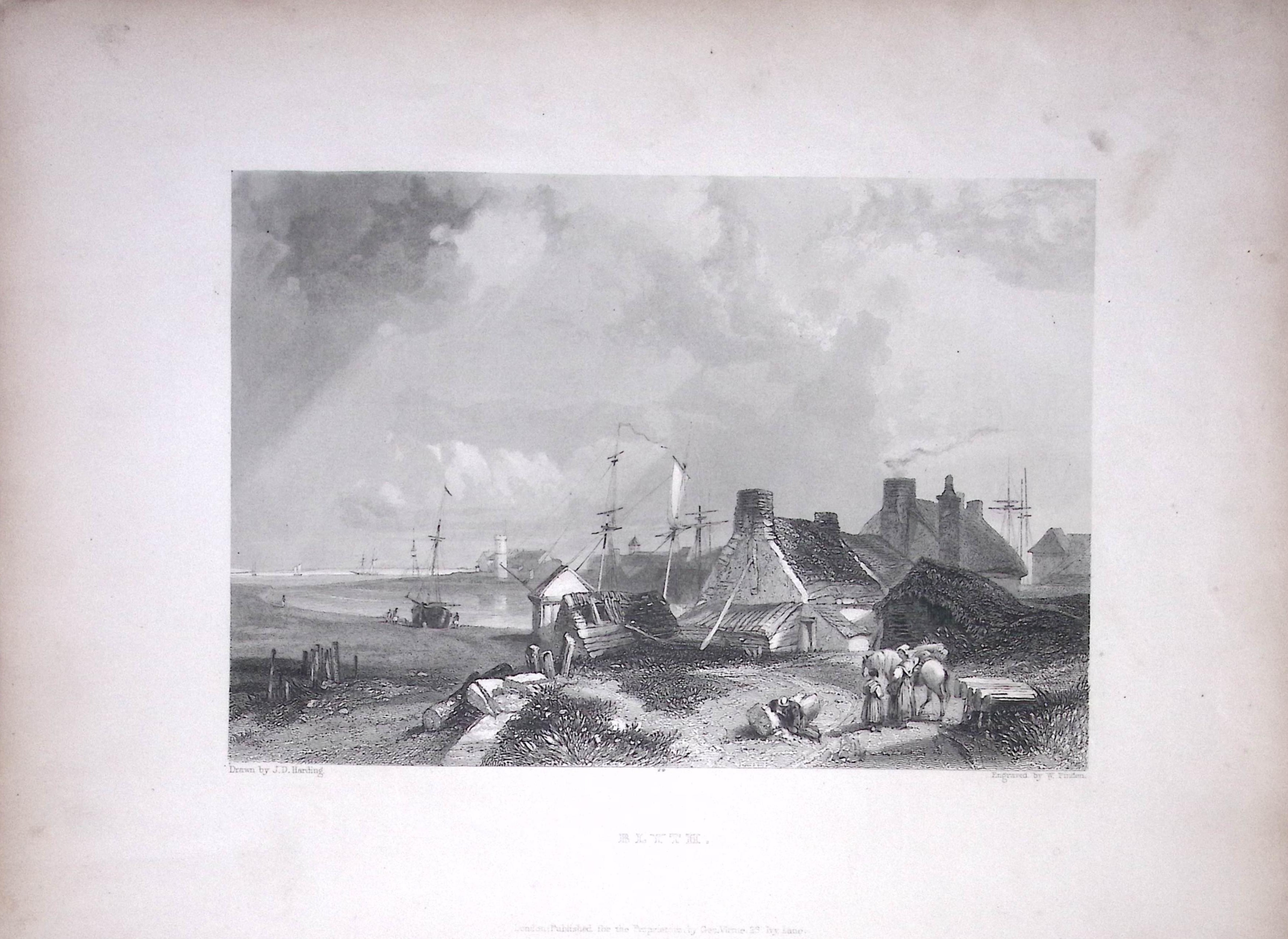 Blyth Northumberland WH Bartlett 1842 Antique Steel Engraving-7-TR
