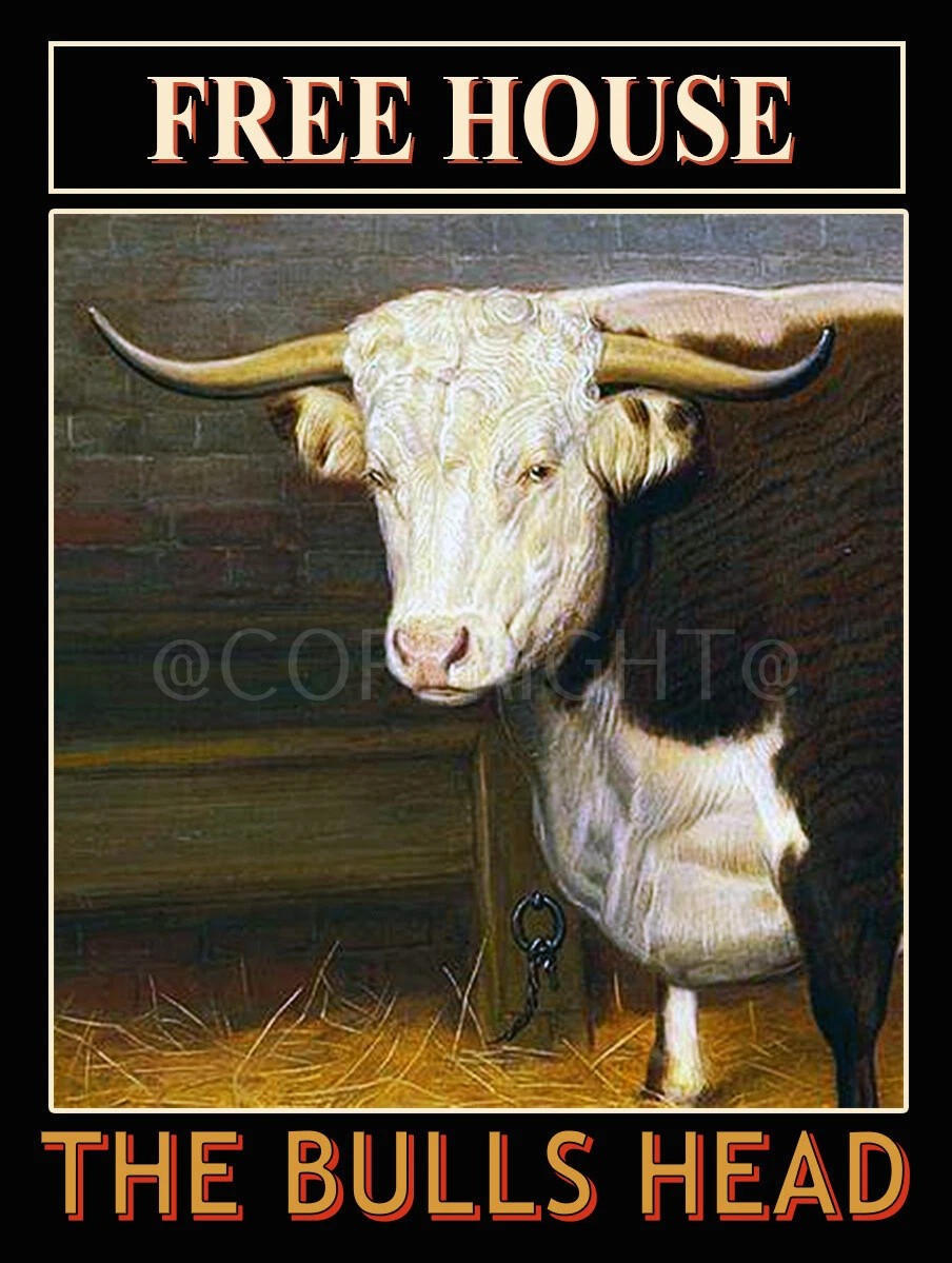 The Bulls Head Traditional Style British Pub Metal Wall Art