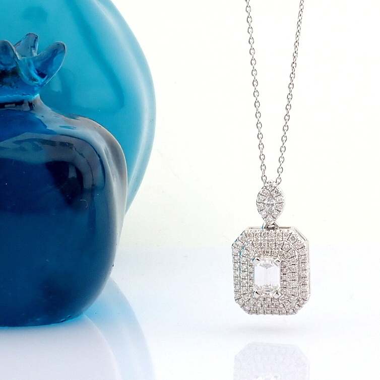 Natural Diamond 18K White Gold Necklace