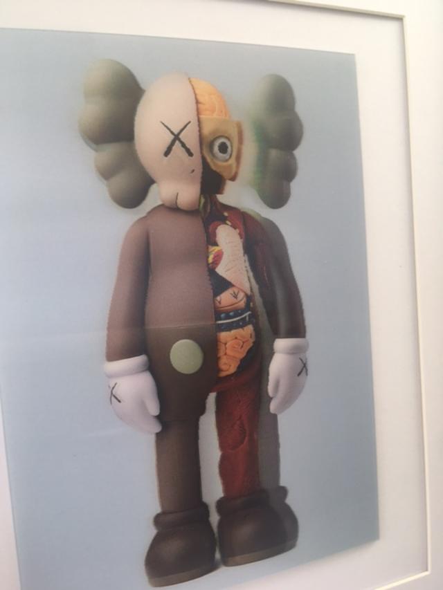 Kaws (b.1974) Import, 3D Lenticular Image Flayed Companion In Brown, Exhibition At NGV, Framed, 2019