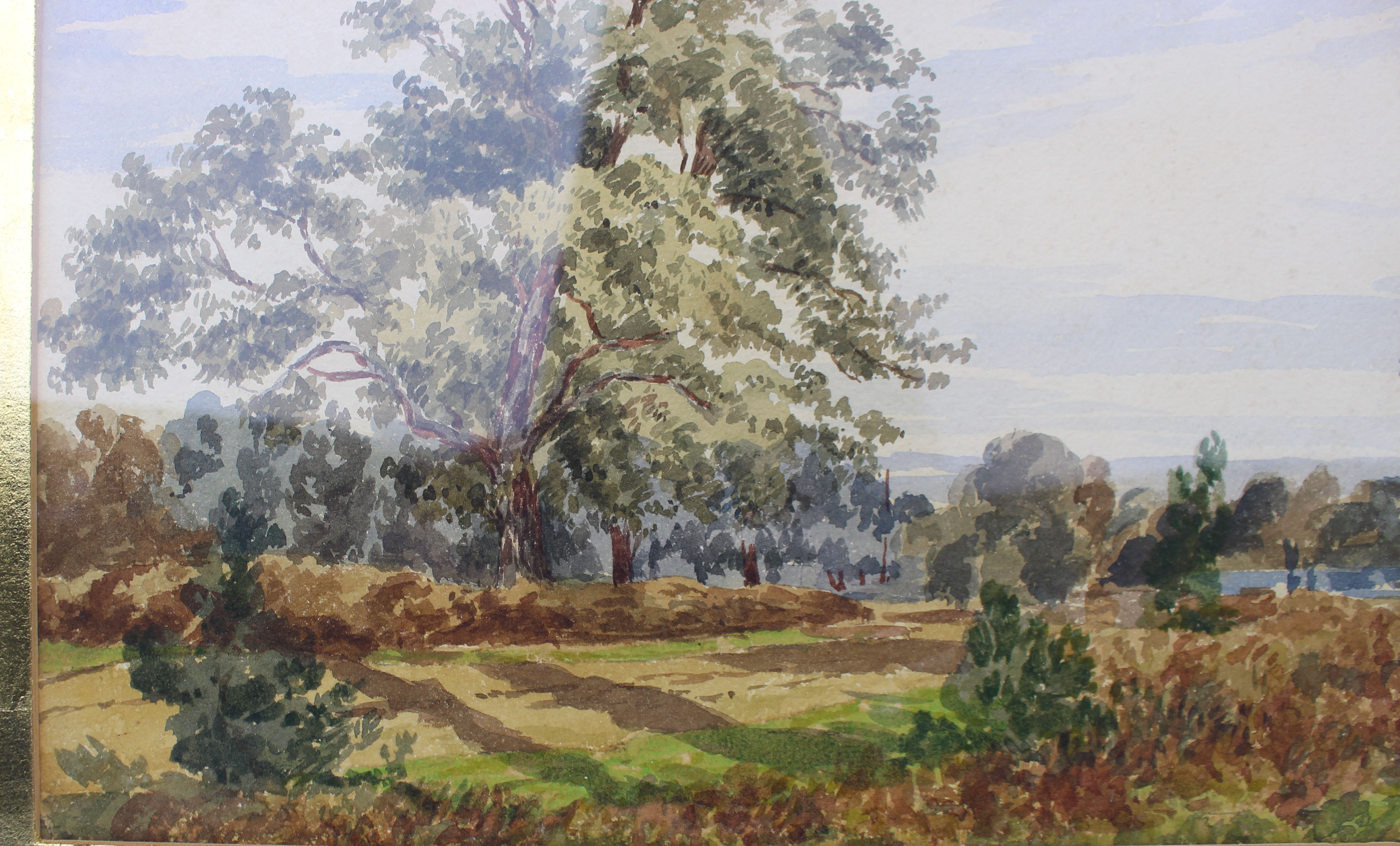 Edwardian Watercolour Landscape in Gilt Mount and Ebonised Frame