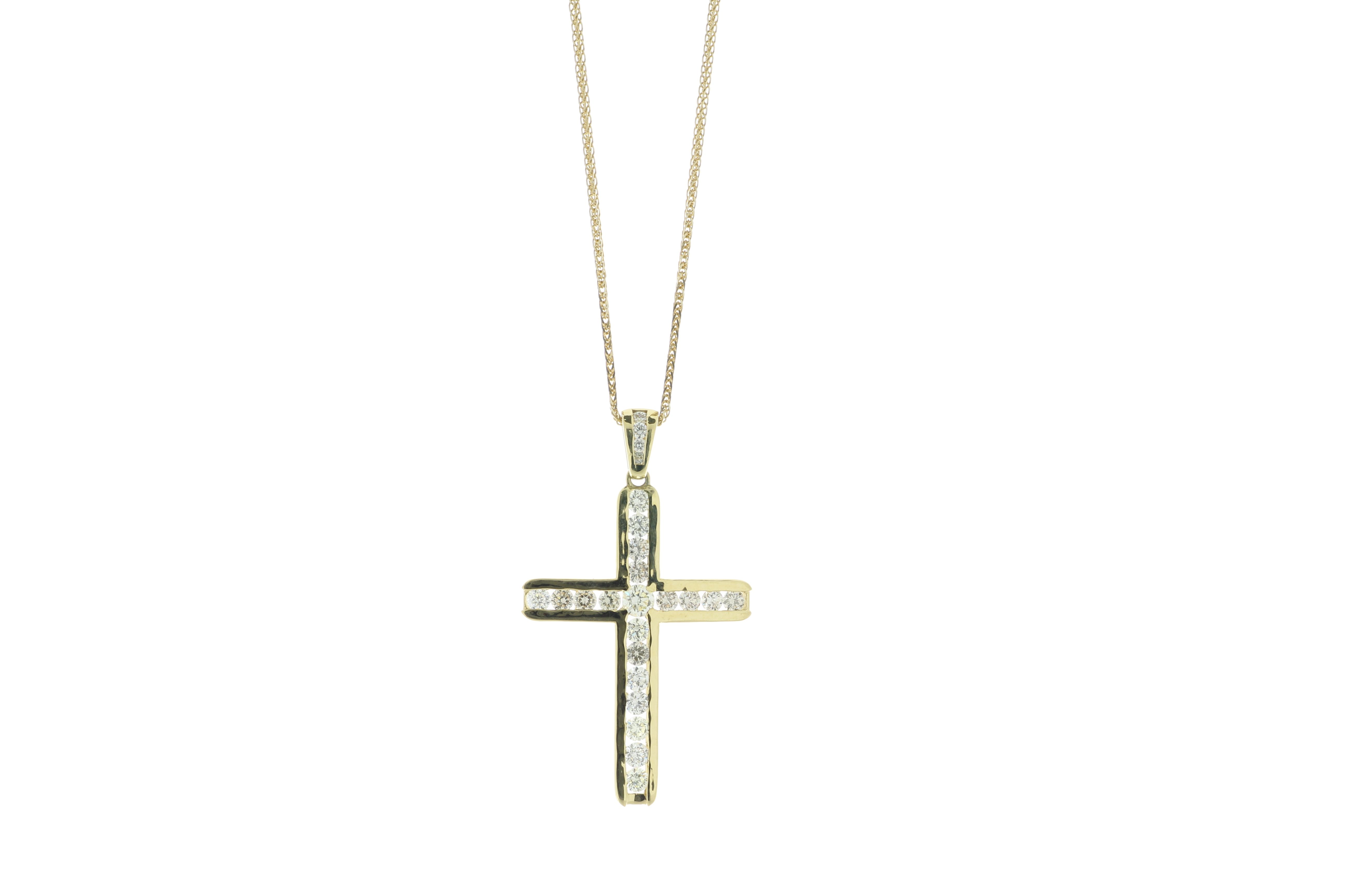 18ct Yellow Gold Diamond Cross Pendant 2.00 Carats