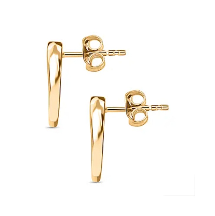 New! 18K Vermeil Yellow Gold Sterling Silver Solitaire Stud Earrings