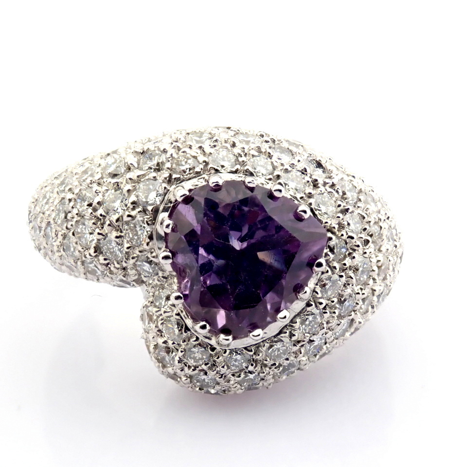 Natural Diamond 18K White Gold Ring