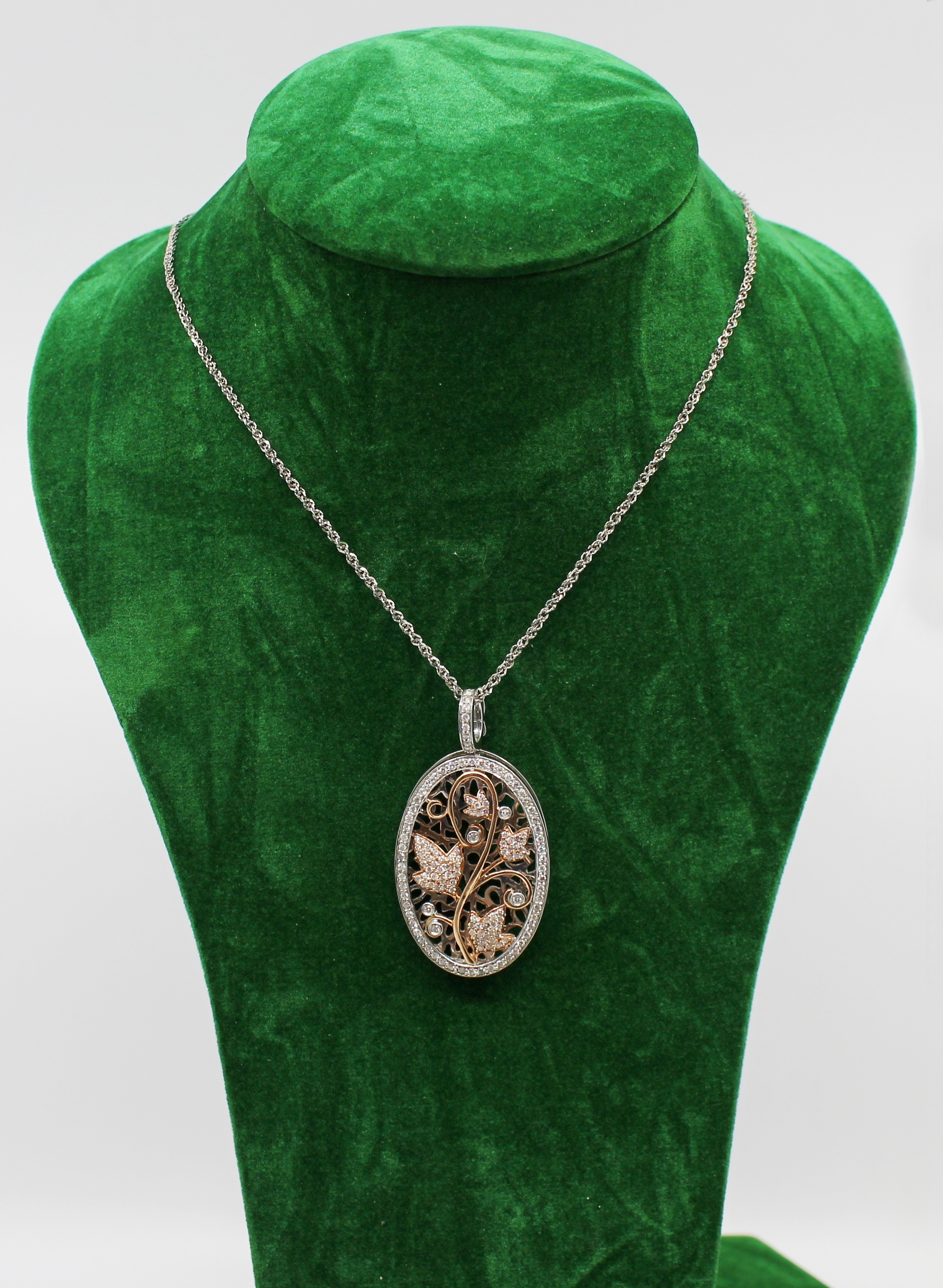 Diamond & 14ct Gold Oval Locket on Chain