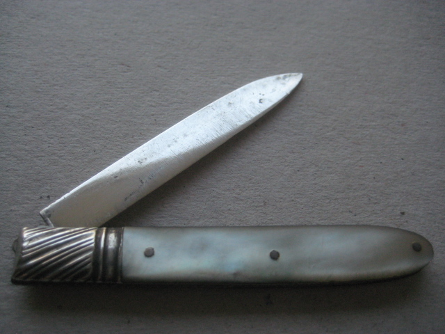 Rare George III Double Duty Marked Silver Bladed Folding Fruit Knife