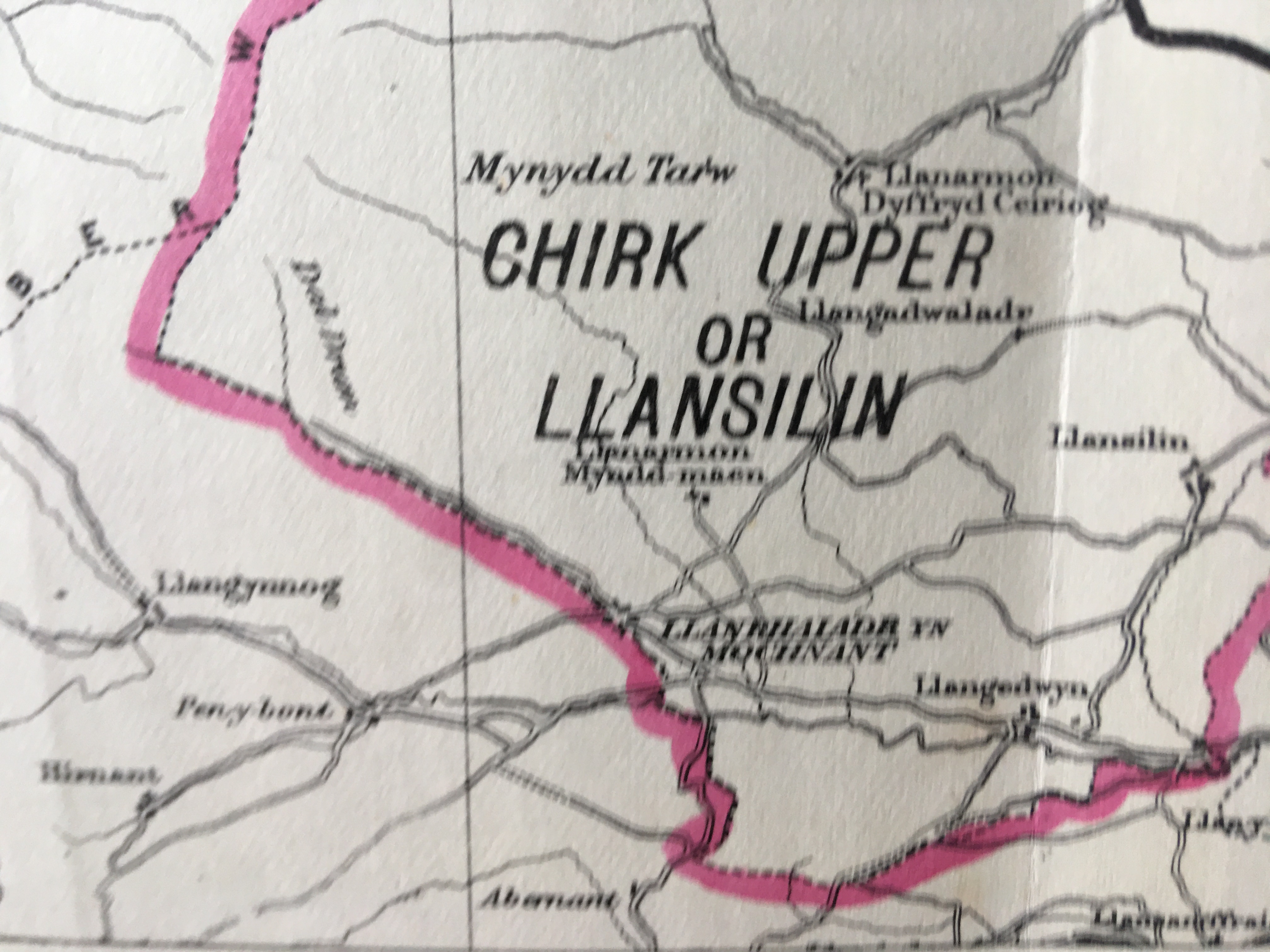 Antique 139 Years-Old Scarce Map Denbighshire 1885 Boundary Changes.