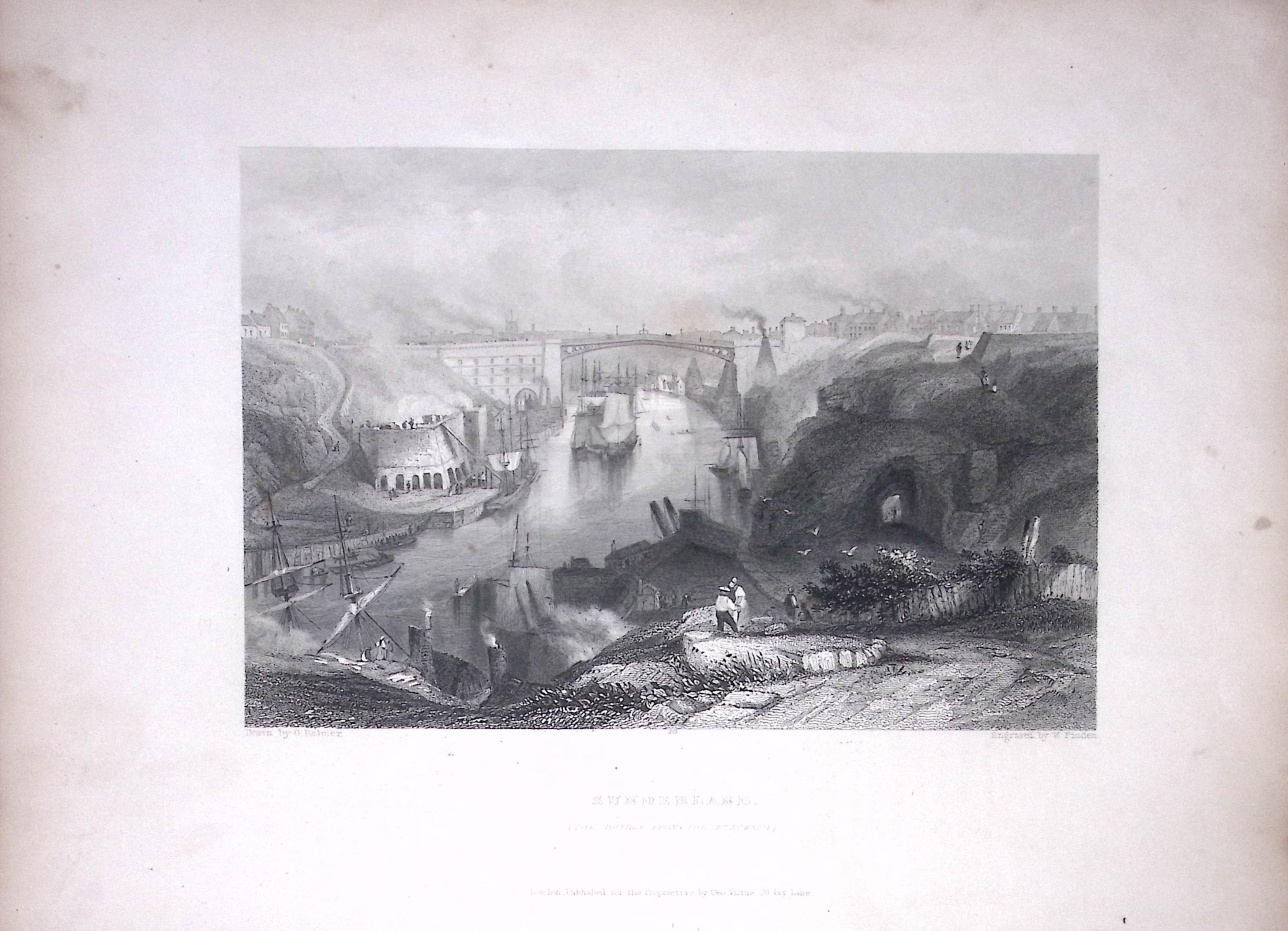 City of Sunderland WH Bartlett 1842 Antique Steel Engraving-8-TR