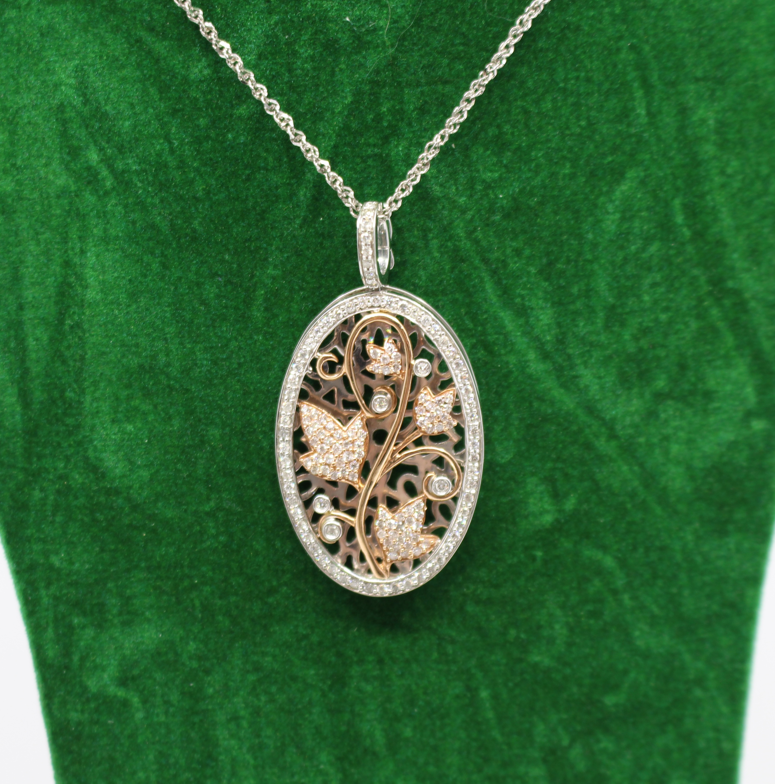 Diamond & 14ct Gold Oval Locket on Chain
